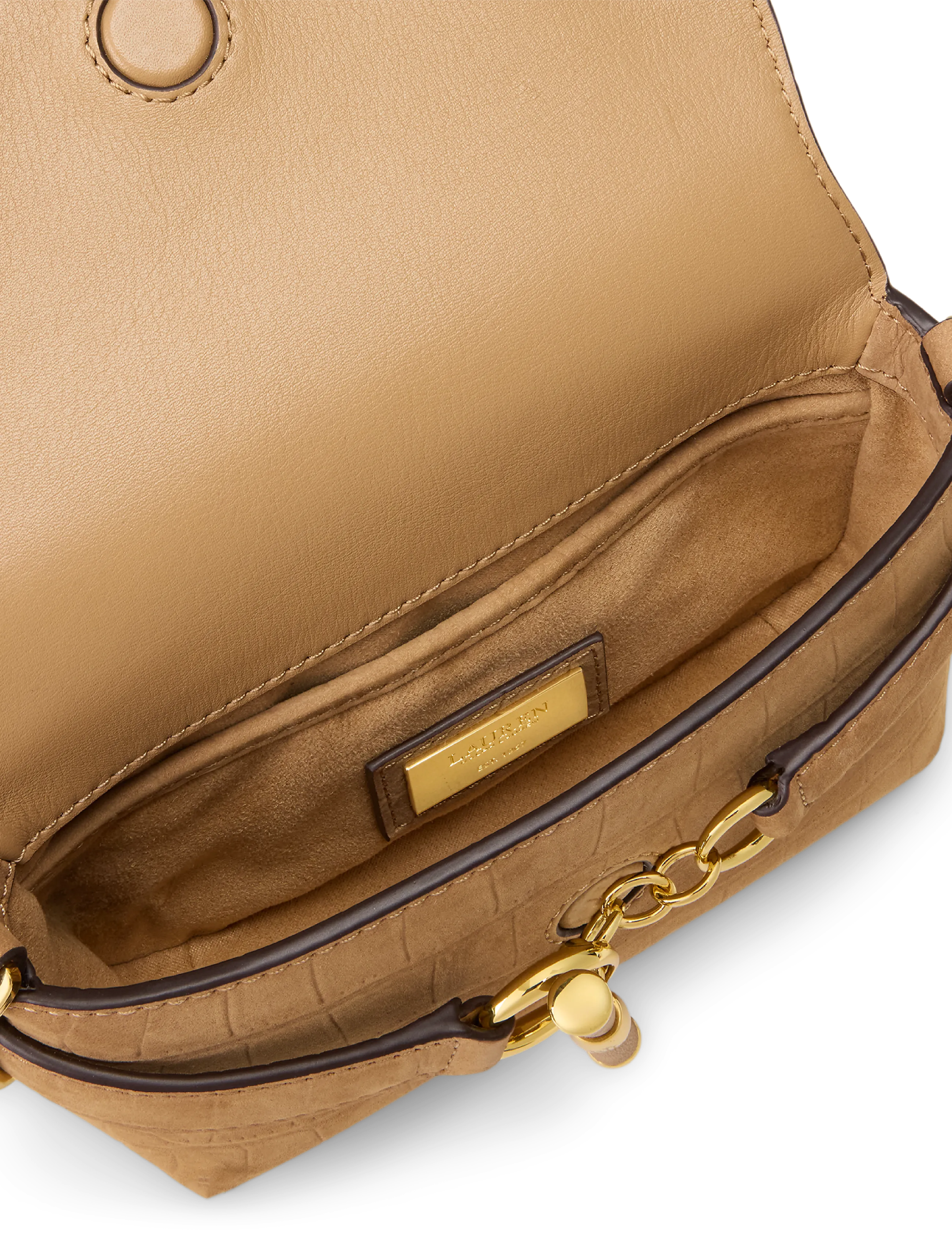 Lauren Ralph Lauren - Croc-Embossed Small Blaike Crossbody Bag - umhängetaschen - camel - 5