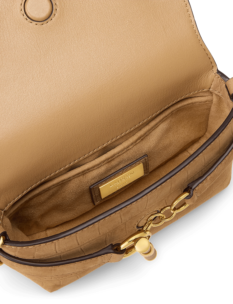 Lauren Ralph Lauren - Croc-Embossed Small Blaike Crossbody Bag - umhängetaschen - camel - 5