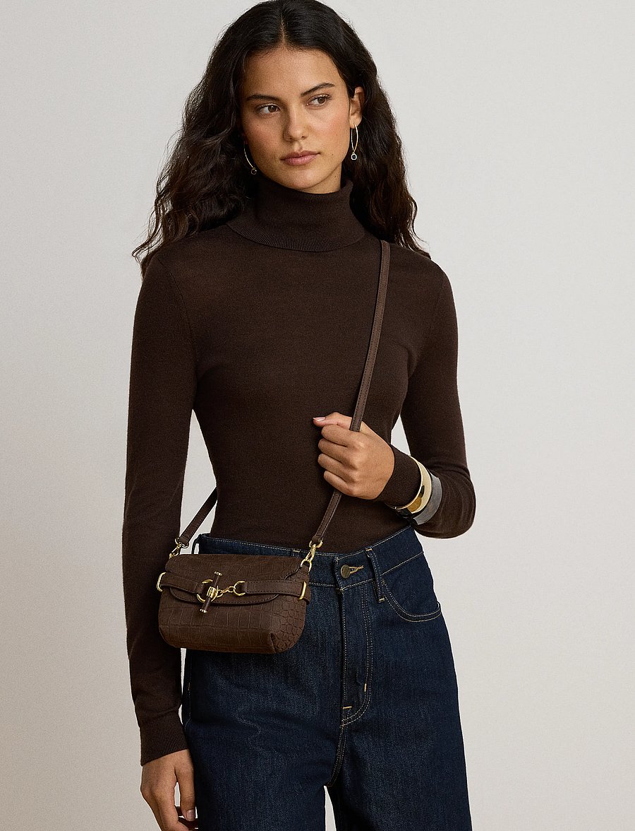 Lauren Ralph Lauren - Croc-Embossed Small Blaike Crossbody Bag - crossbody bags - chestnut brown - 3