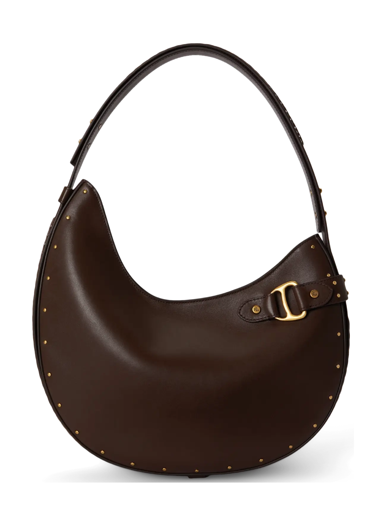 Lauren Ralph Lauren Studded Leather Large Tasha Shoulder Bag - Taschen - CHESTNUT BROWN / brown