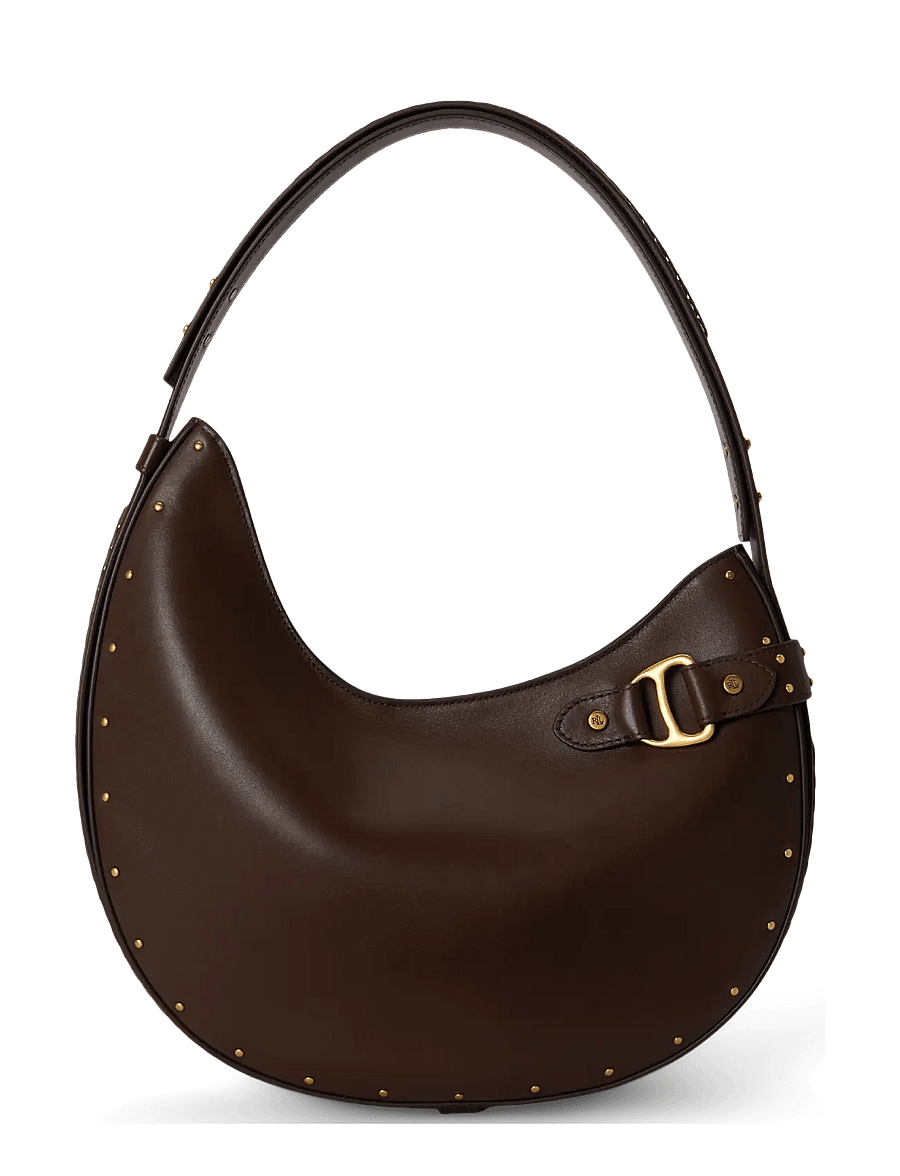 Lauren Ralph Lauren - Studded Leather Large Tasha Shoulder Bag - chestnut brown - 0