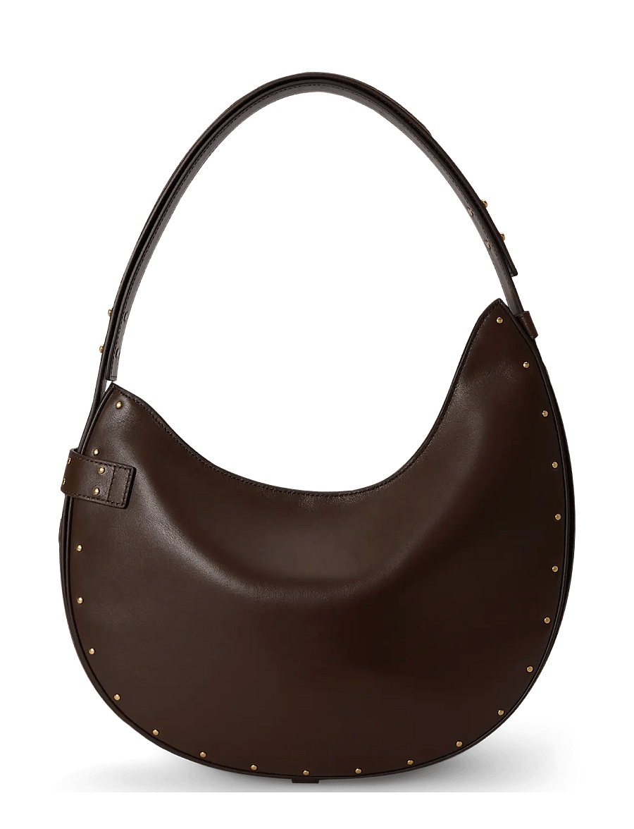 Lauren Ralph Lauren - Studded Leather Large Tasha Shoulder Bag - chestnut brown - 1