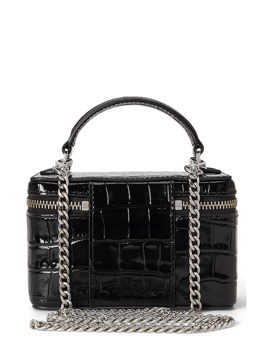 Lauren Ralph Lauren - Croc-Embossed Small Hallee Crossbody Bag - umhängetaschen - black - 2