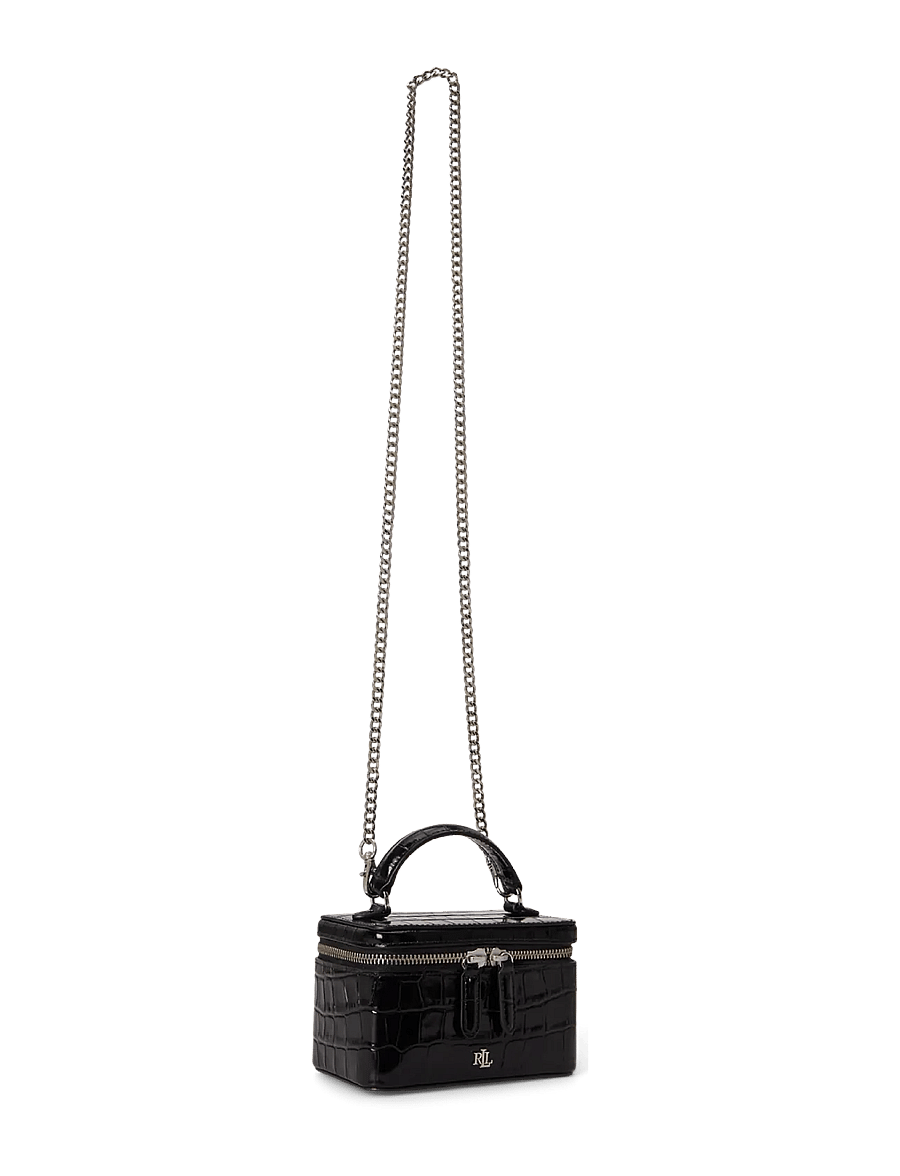 Lauren Ralph Lauren - Croc-Embossed Small Hallee Crossbody Bag - umhängetaschen - black - 3