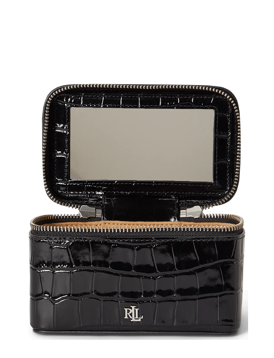 Lauren Ralph Lauren - Croc-Embossed Small Hallee Crossbody Bag - umhängetaschen - black - 4