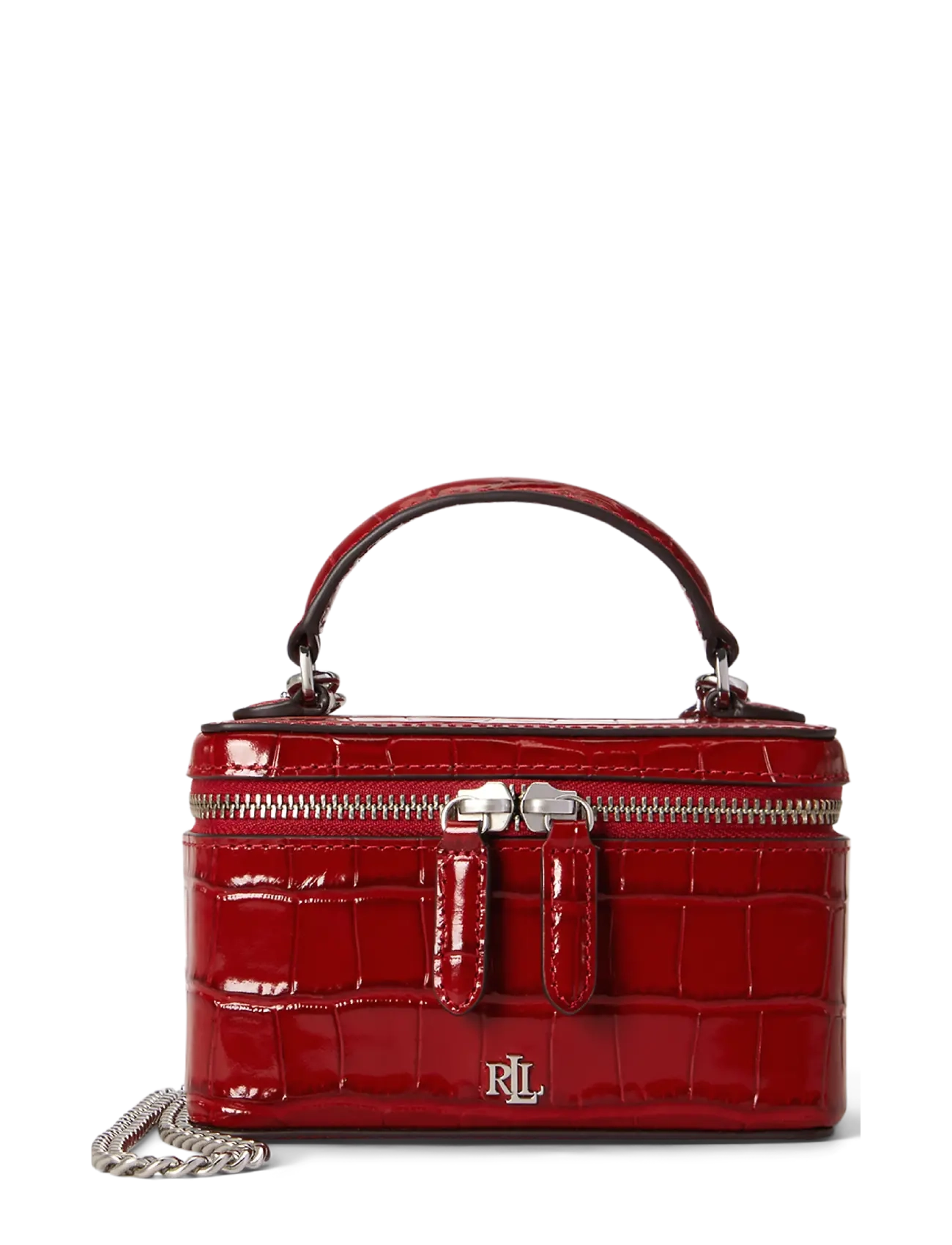 Lauren Ralph Lauren Croc-Embossed Small Hallee Crossbody Bag - Väskor - FESTIVE RED / red