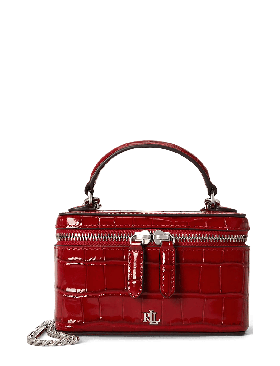 Lauren Ralph Lauren - Croc-Embossed Small Hallee Crossbody Bag - töskur með axlaról - festive red - 1
