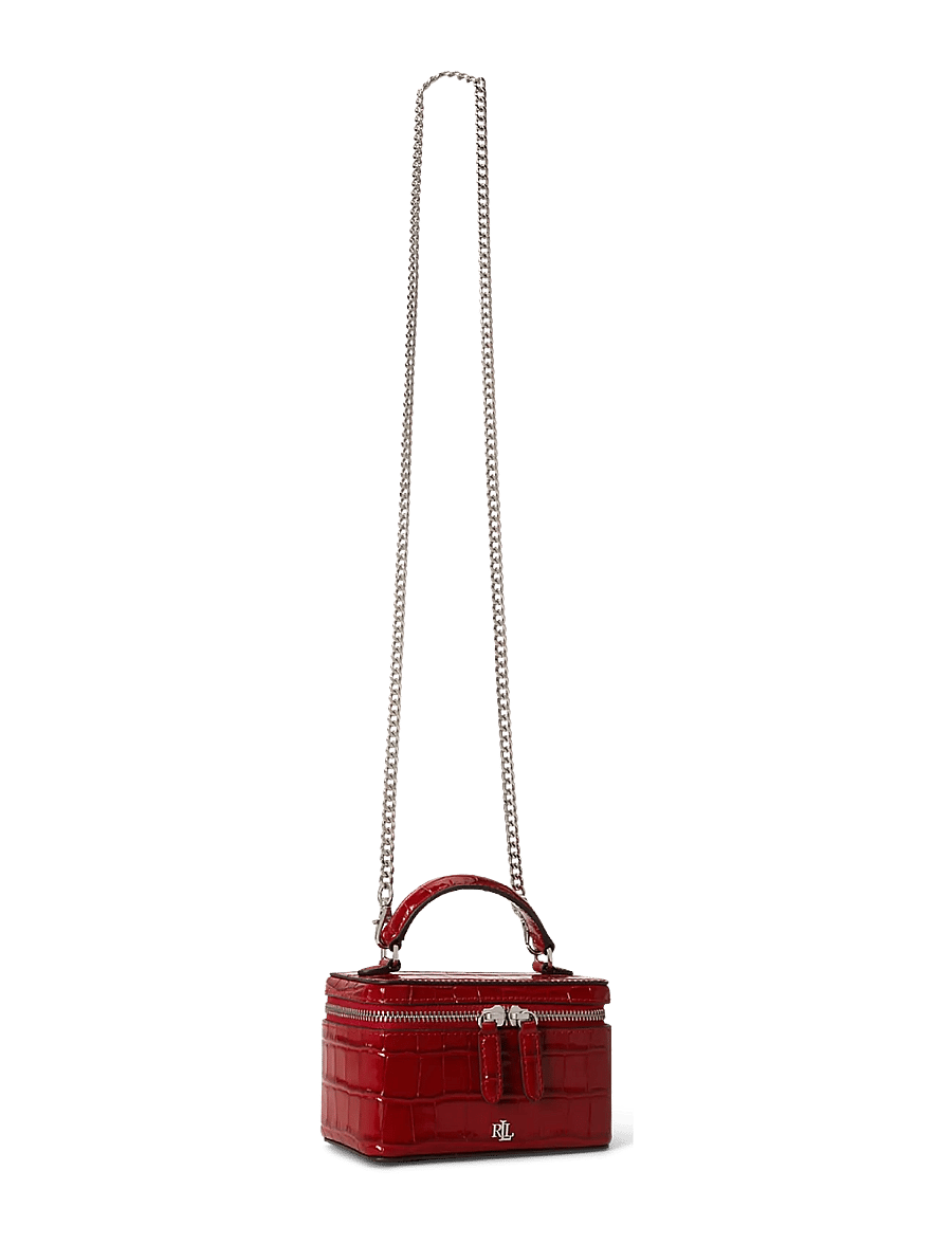 Lauren Ralph Lauren - Croc-Embossed Small Hallee Crossbody Bag - töskur með axlaról - festive red - 3