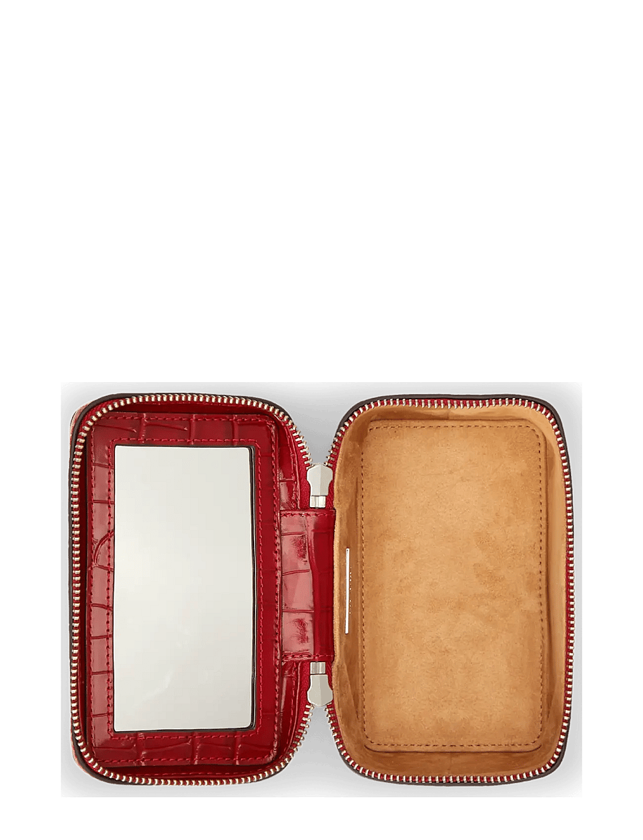 Lauren Ralph Lauren - Croc-Embossed Small Hallee Crossbody Bag - töskur með axlaról - festive red - 4