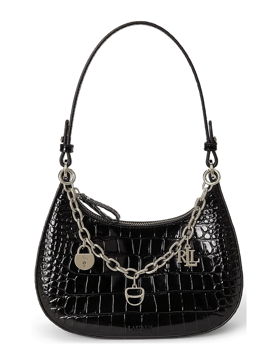 Lauren Ralph Lauren - Embossed Medium Marcy Zip Shoulder Bag - black - 0