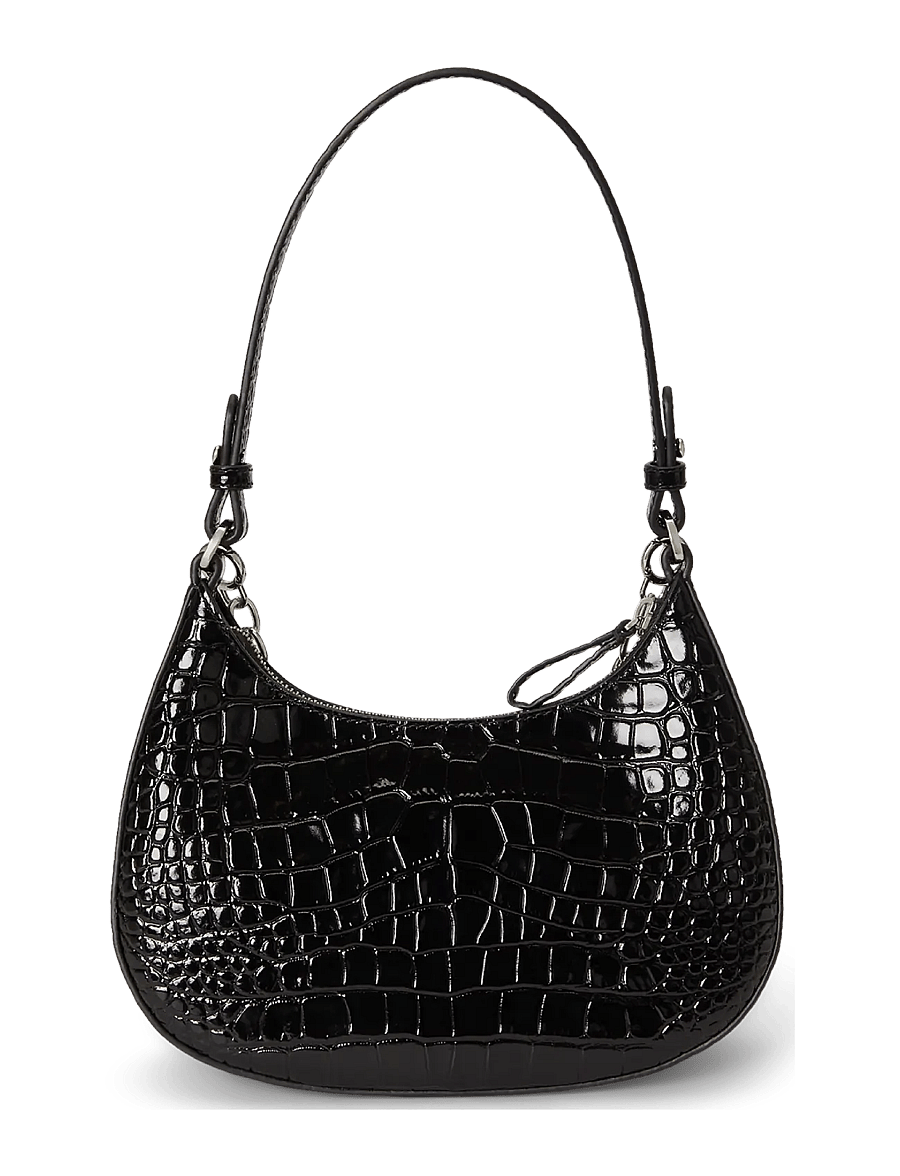 Lauren Ralph Lauren - Embossed Medium Marcy Zip Shoulder Bag - black - 1