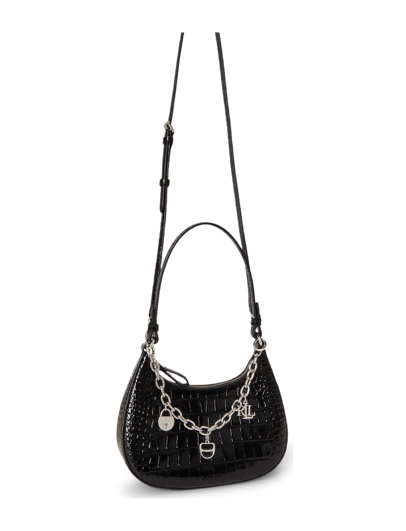 Lauren Ralph Lauren - Embossed Medium Marcy Zip Shoulder Bag - black - 2