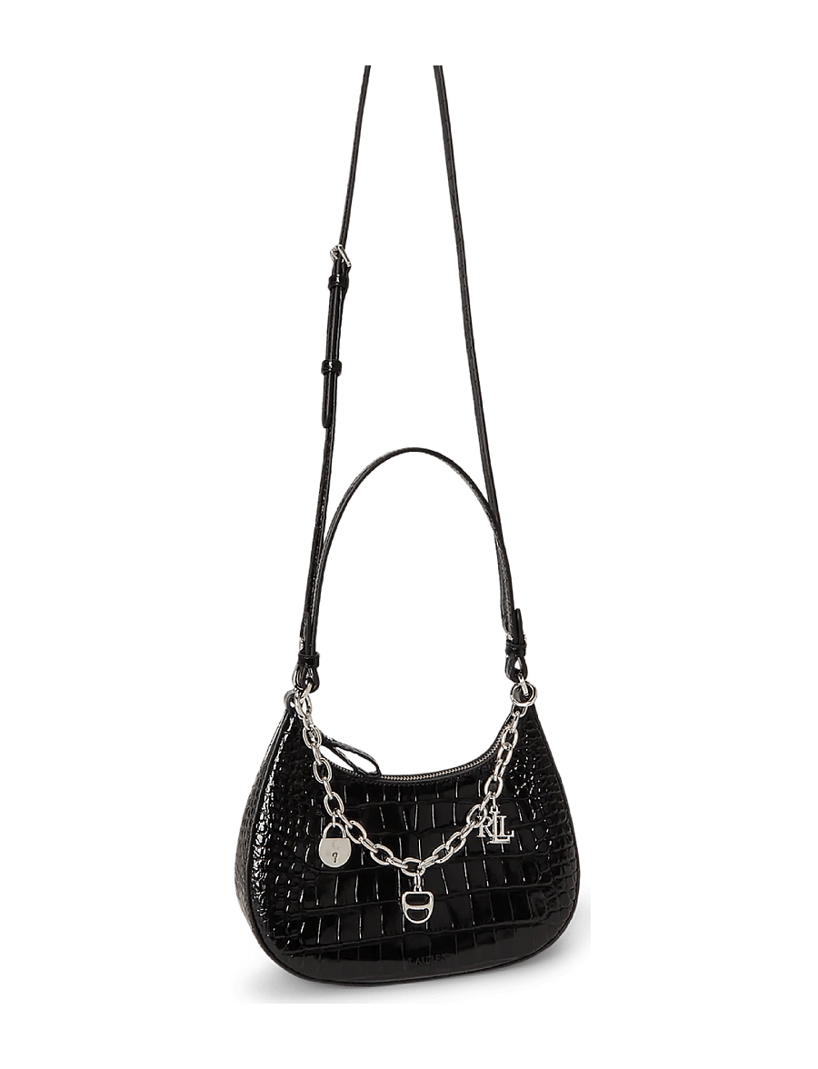 Lauren Ralph Lauren - Embossed Medium Marcy Zip Shoulder Bag - black - 2