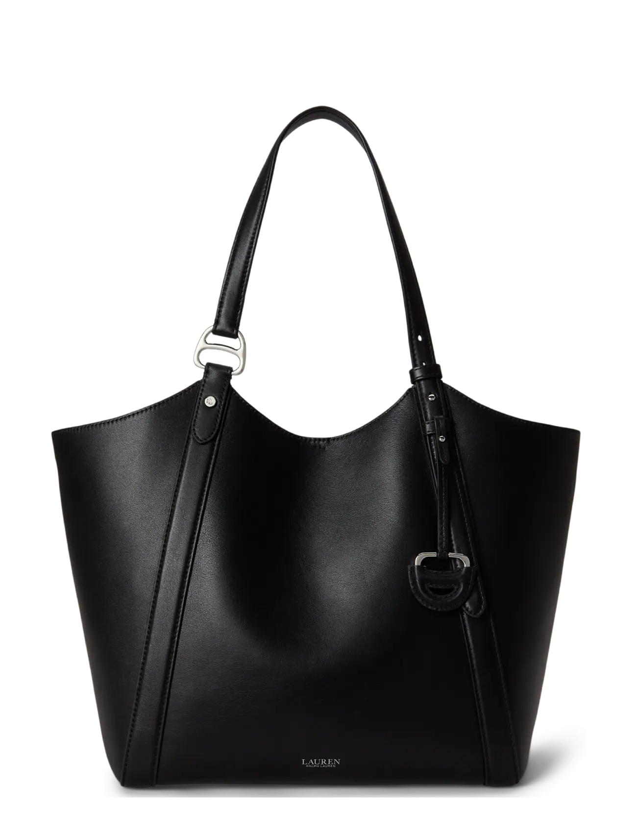 Lauren Ralph Lauren Nappa Leather Large Tasha Tote Bag - Tasker - BLACK / black