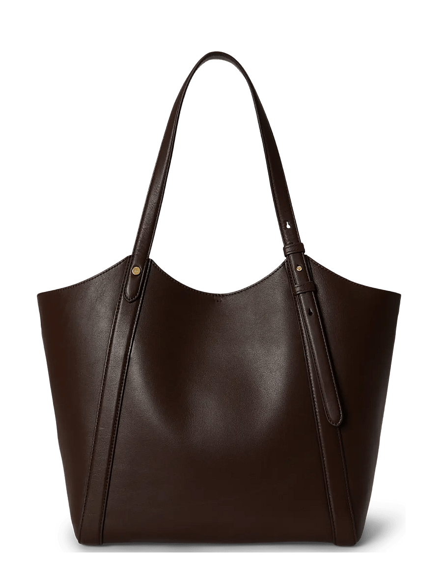 Lauren Ralph Lauren - Nappa Leather Large Tasha Tote Bag - tote bags - chestnut brown - 1