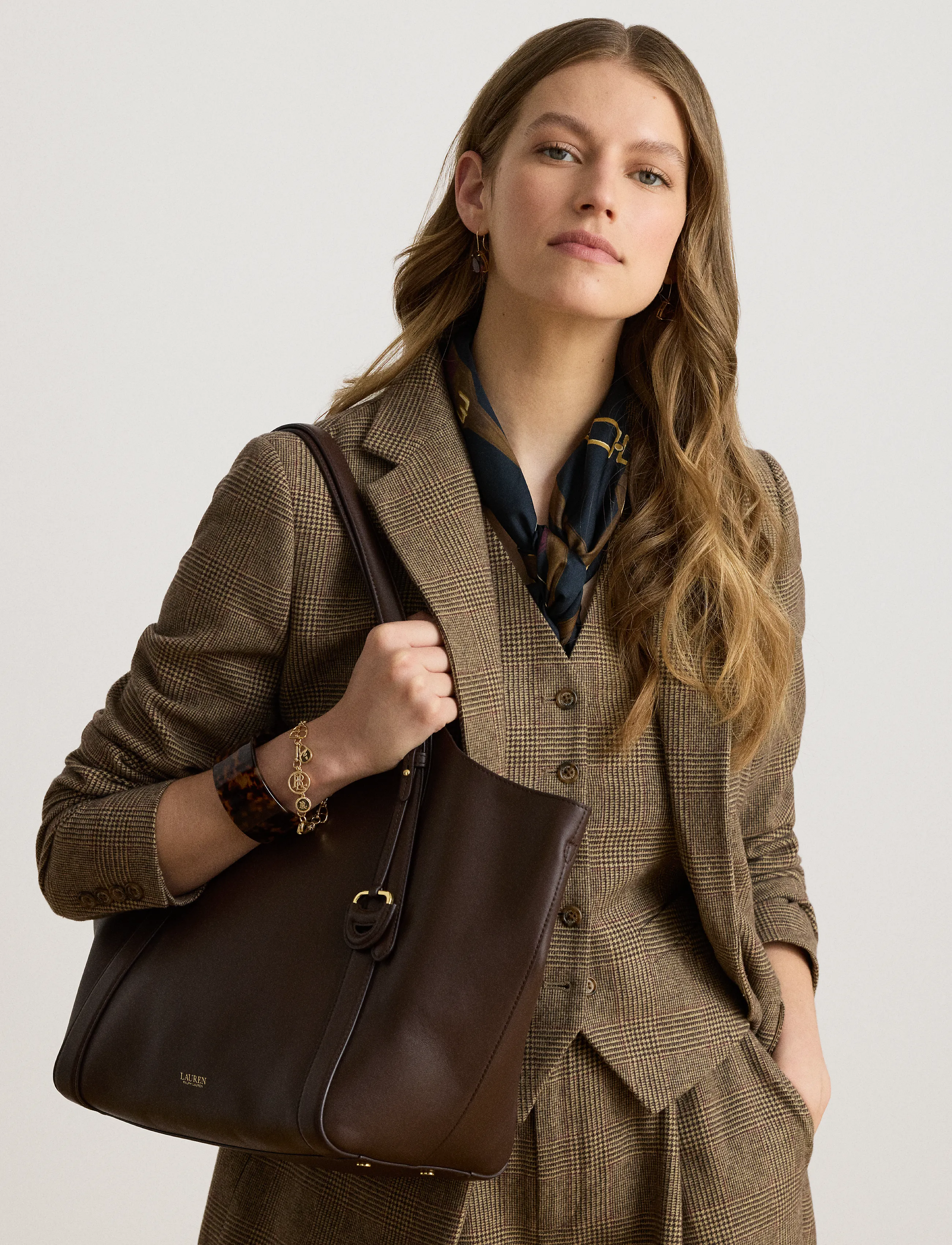 Lauren Ralph Lauren - Nappa Leather Large Tasha Tote Bag - tote bags - chestnut brown - 3