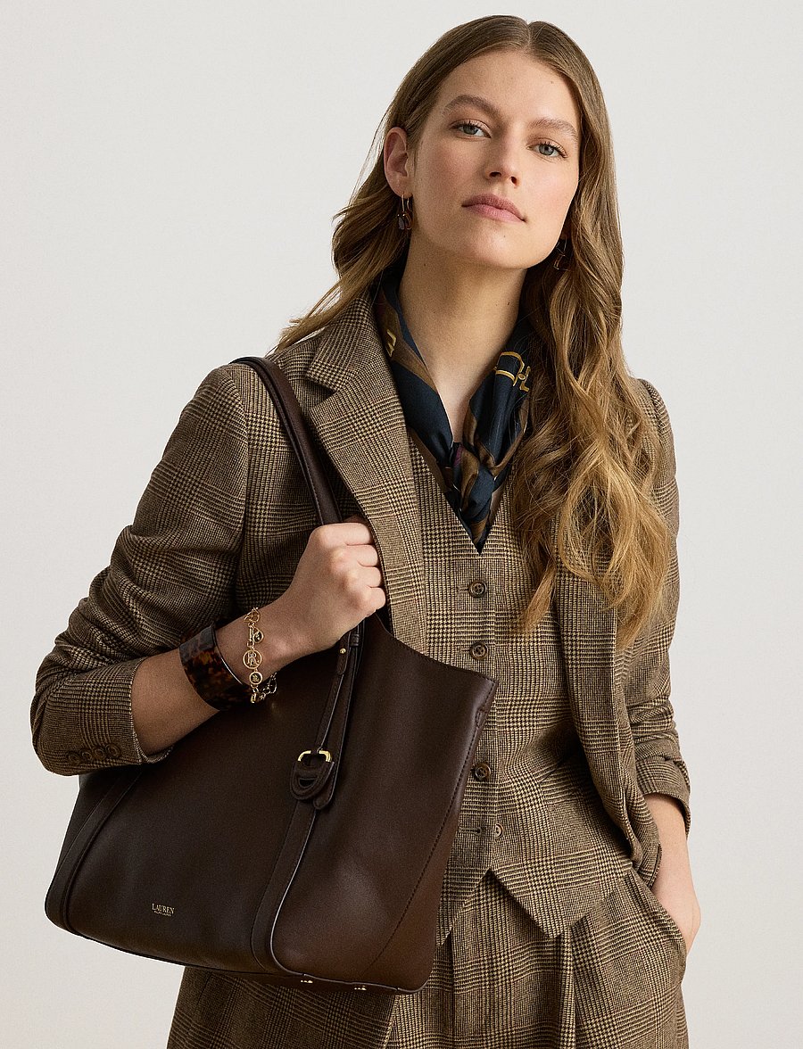 Lauren Ralph Lauren - Nappa Leather Large Tasha Tote Bag - tote bags - chestnut brown - 3