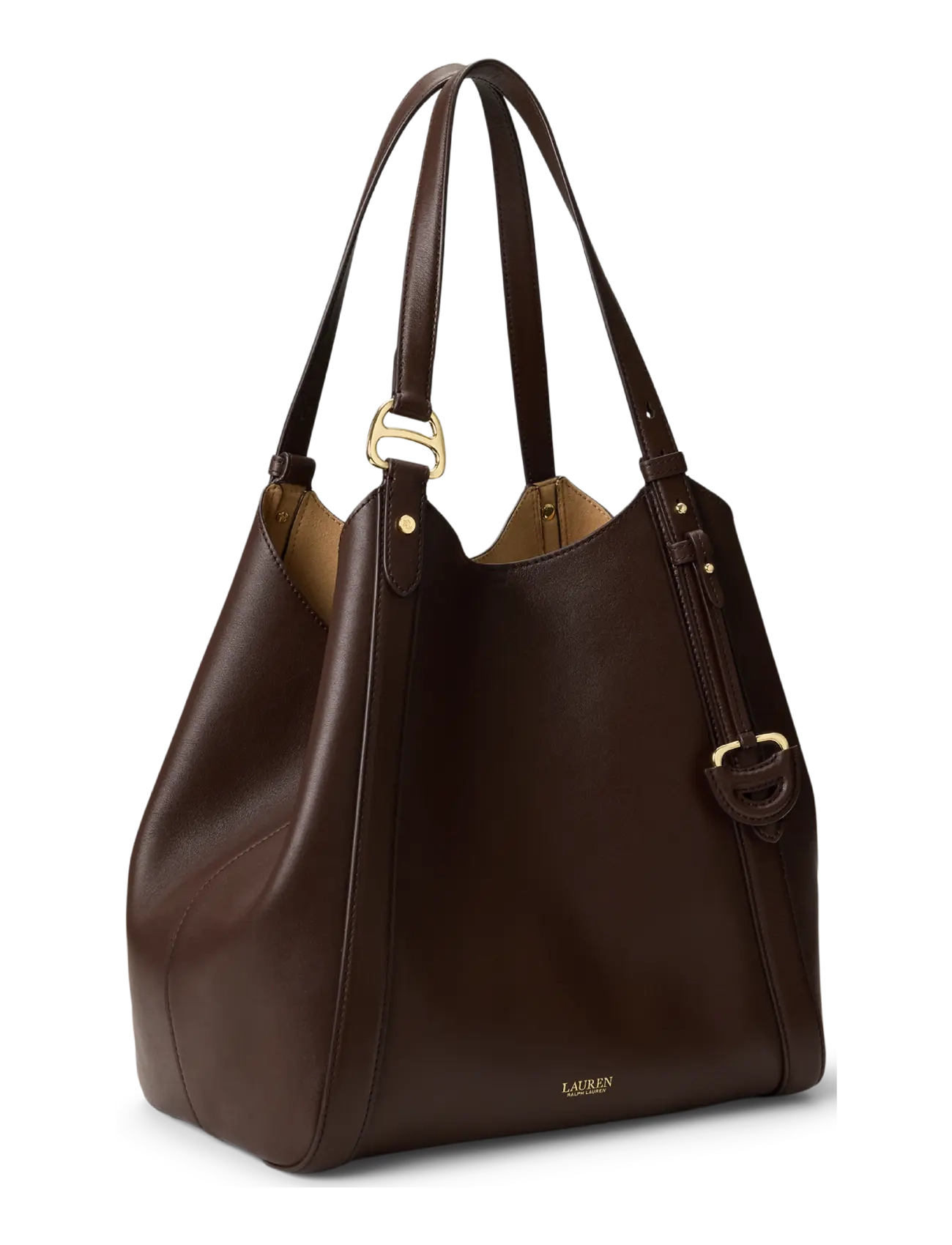 Lauren Ralph Lauren - Nappa Leather Large Tasha Tote Bag - tote bags - chestnut brown - 2