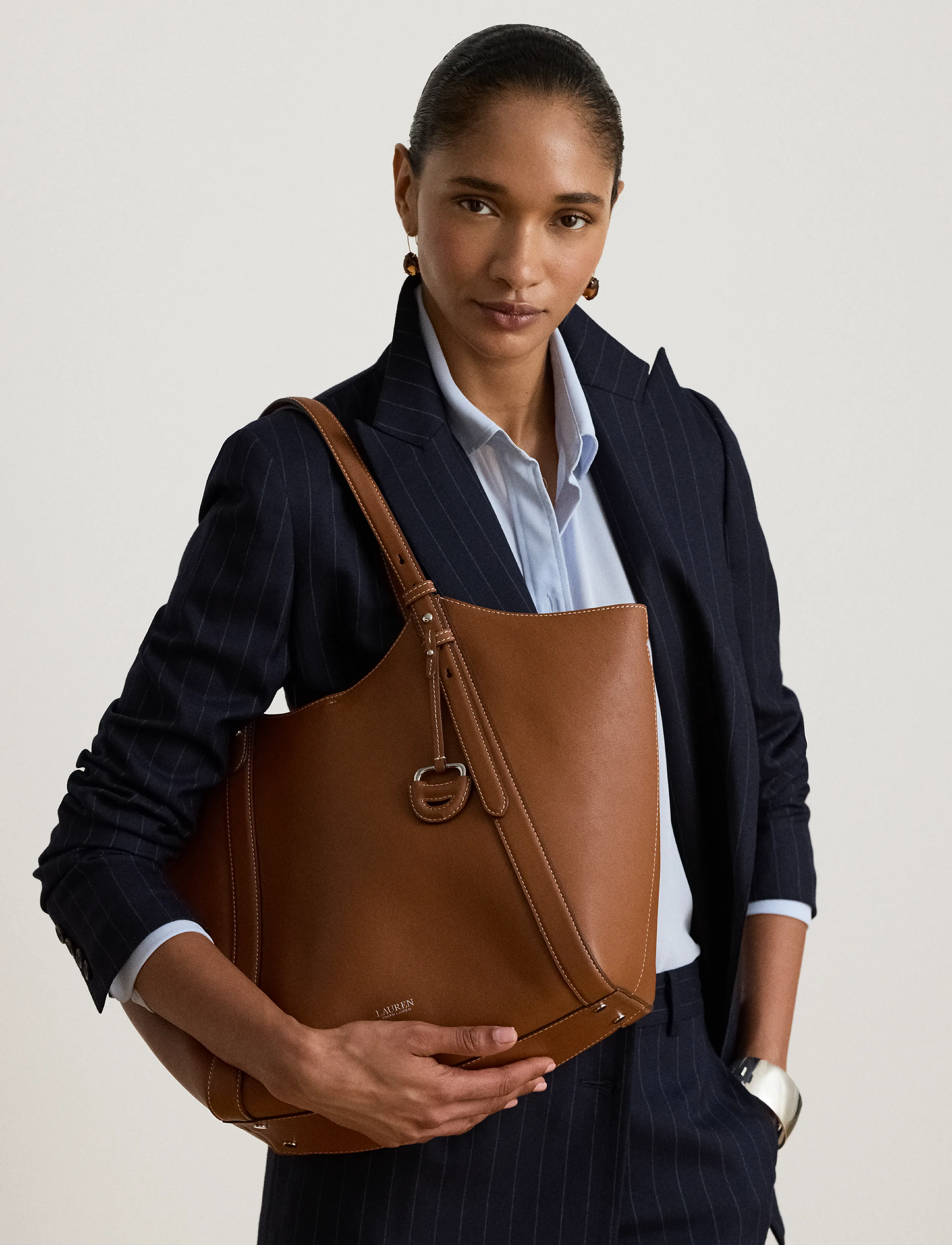 Lauren Ralph Lauren - Nappa Leather Large Tasha Tote Bag - tote bags - lauren tan - 3