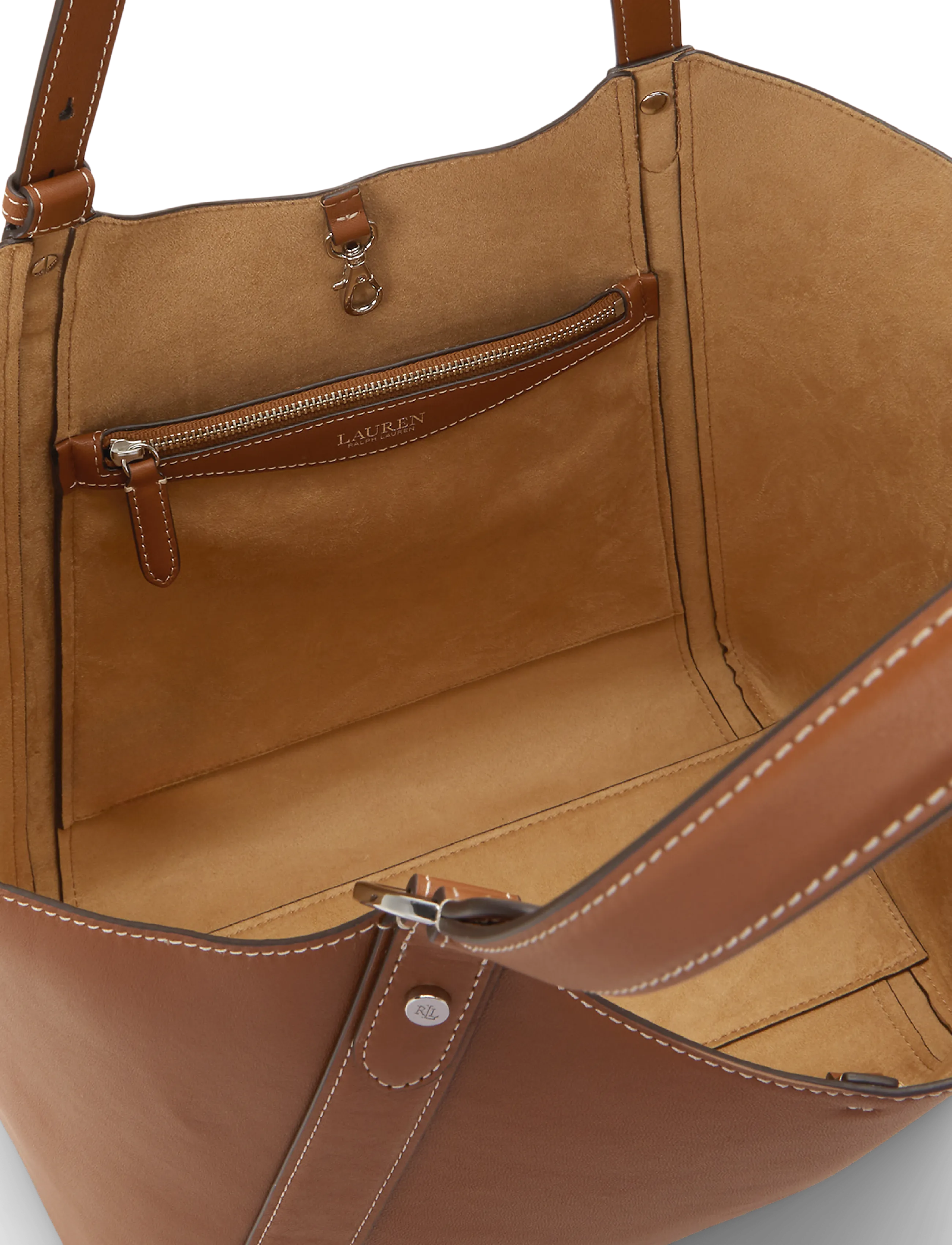 Lauren Ralph Lauren - Nappa Leather Large Tasha Tote Bag - tote bags - lauren tan - 4