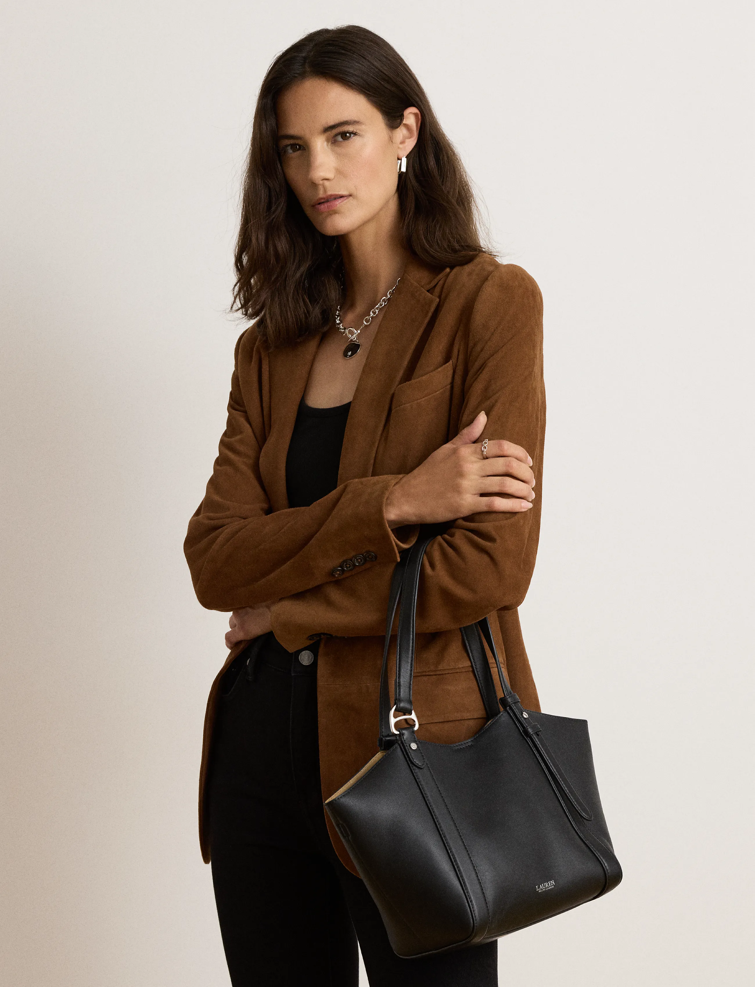 Lauren Ralph Lauren - Nappa Leather Small Tasha Tote Bag - black - 3