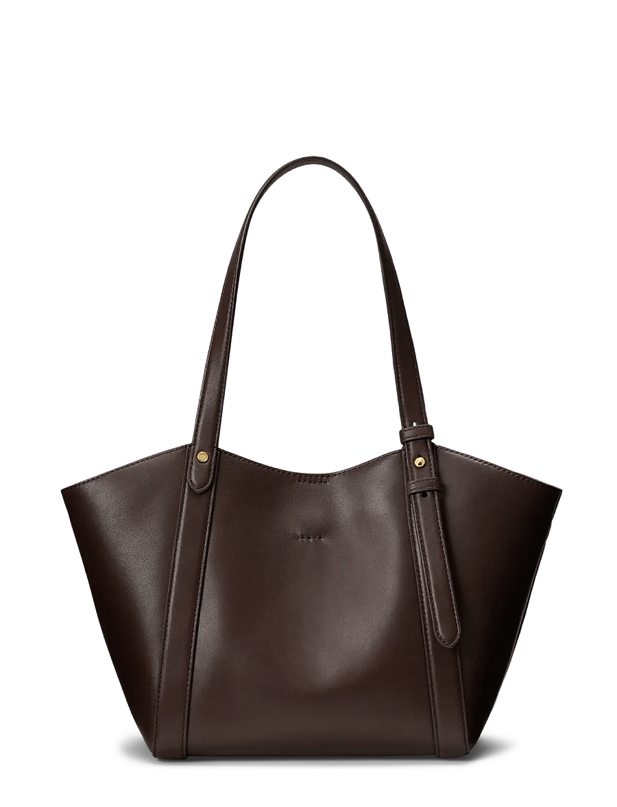 Lauren Ralph Lauren - Nappa Leather Small Tasha Tote Bag - totes - chestnut brown - 1