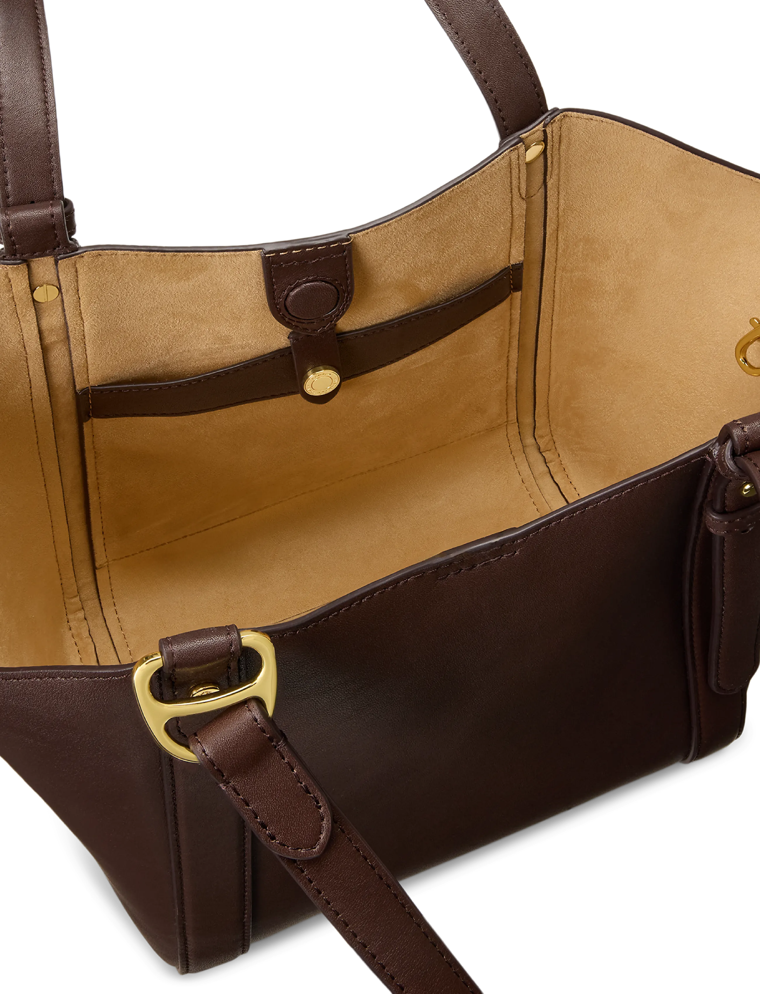 Lauren Ralph Lauren - Nappa Leather Small Tasha Tote Bag - totes - chestnut brown - 4