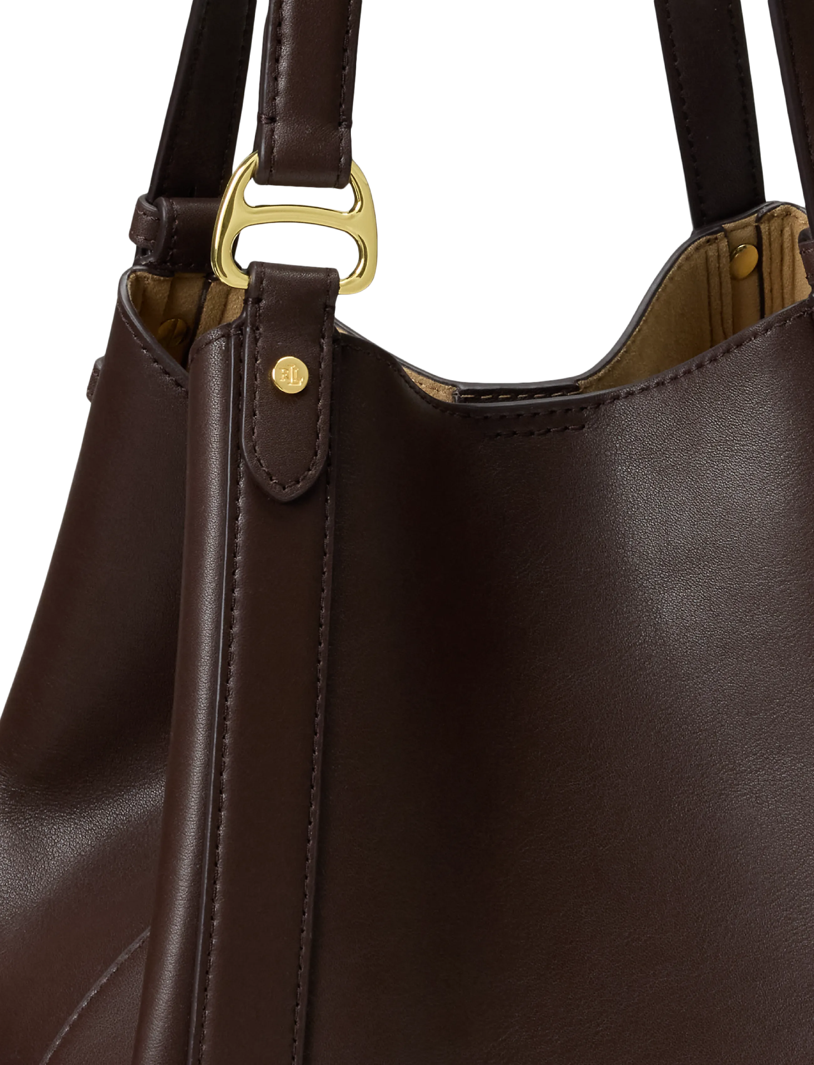 Lauren Ralph Lauren - Nappa Leather Small Tasha Tote Bag - totes - chestnut brown - 5