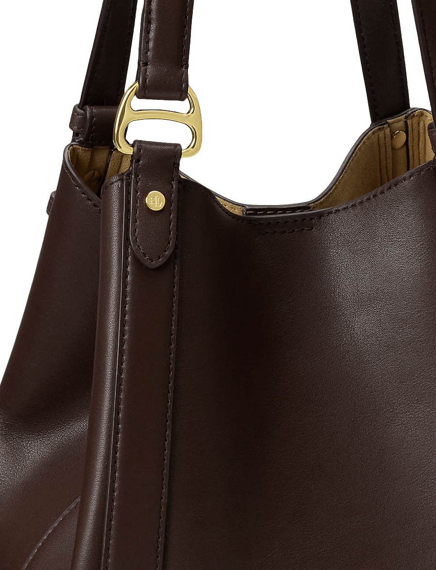 Lauren Ralph Lauren - Nappa Leather Small Tasha Tote Bag - totes - chestnut brown - 5