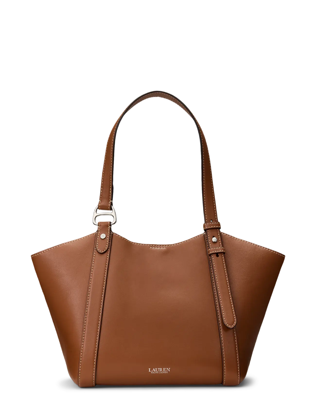 Lauren Ralph Lauren Nappa Leather Small Tasha Tote Bag - Ralph Lauren - LAUREN TAN / brown