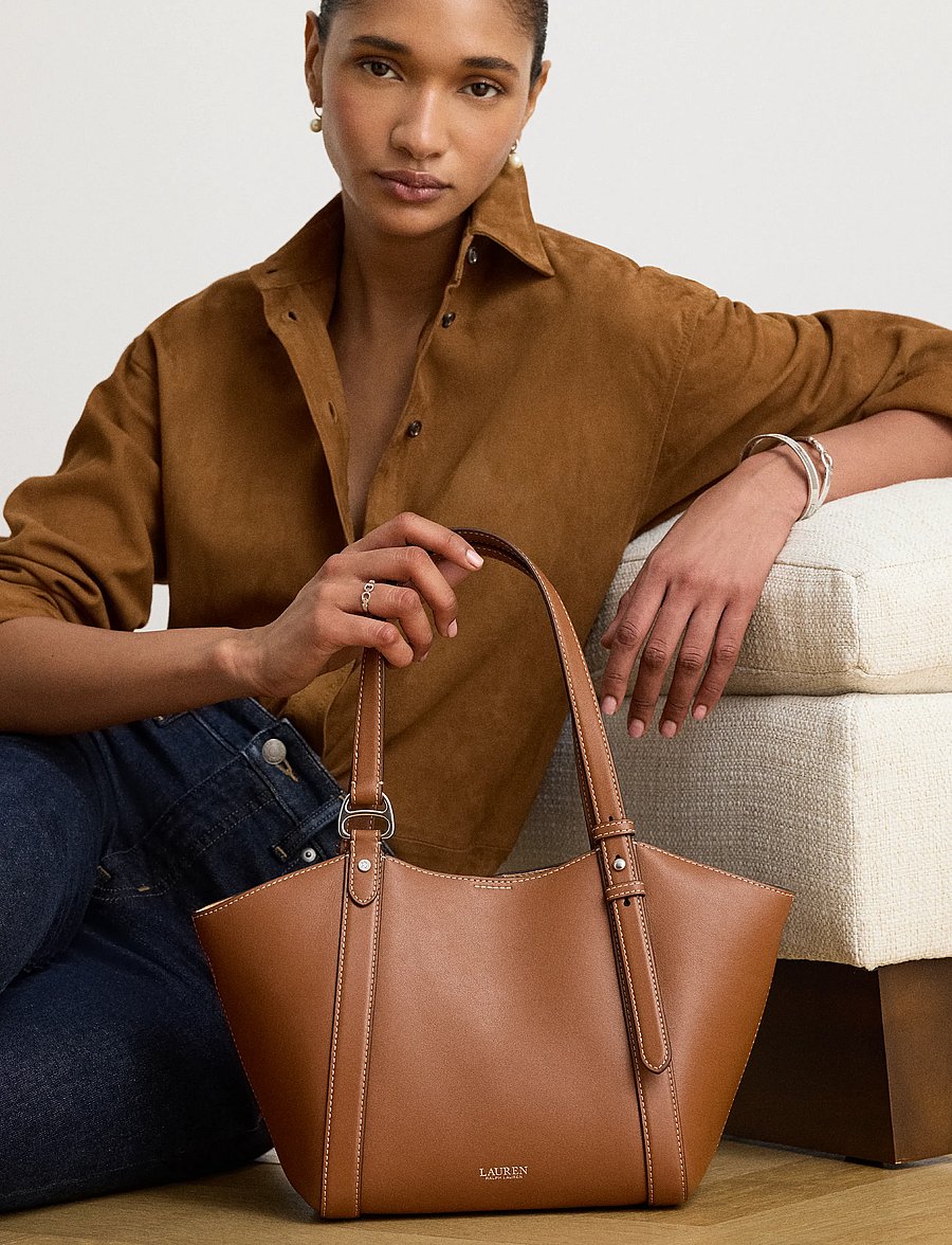 Lauren Ralph Lauren - Nappa Leather Small Tasha Tote Bag - totes - lauren tan - 3