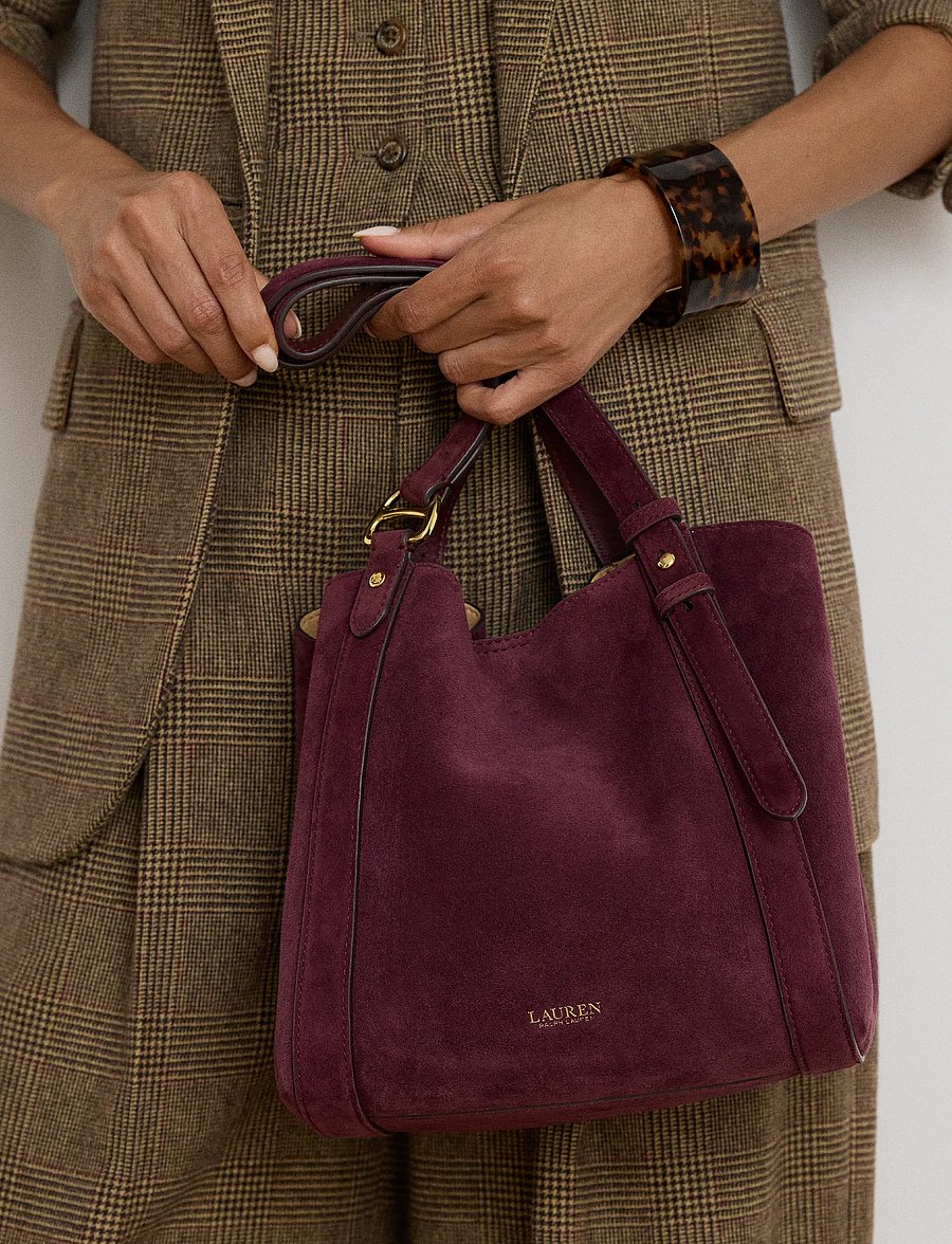 Lauren Ralph Lauren - Sheep-Suede Small Tasha Tote Bag - dark garnet - 3
