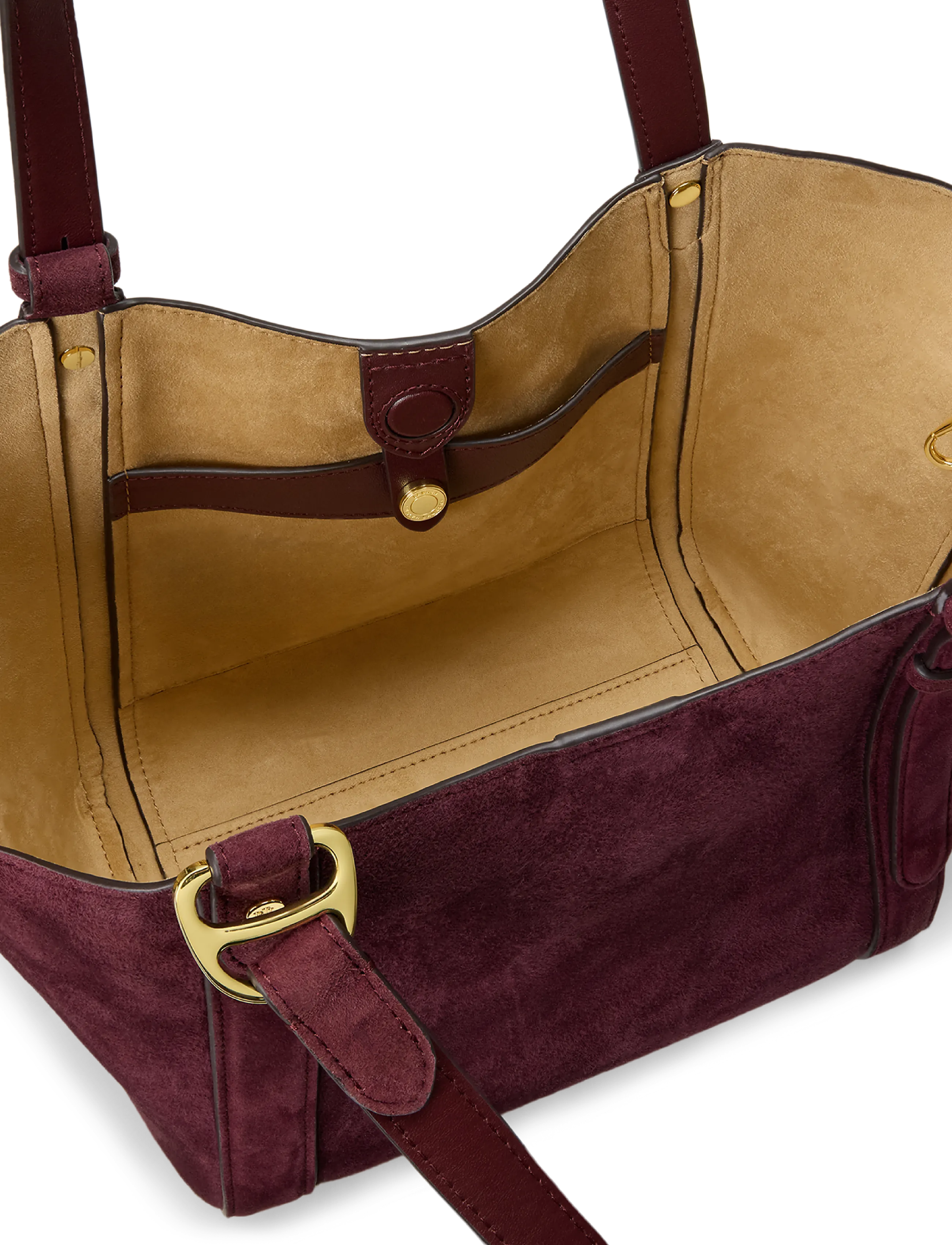 Lauren Ralph Lauren - Sheep-Suede Small Tasha Tote Bag - dark garnet - 4