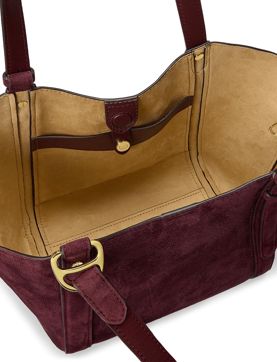 Lauren Ralph Lauren - Sheep-Suede Small Tasha Tote Bag - dark garnet - 4