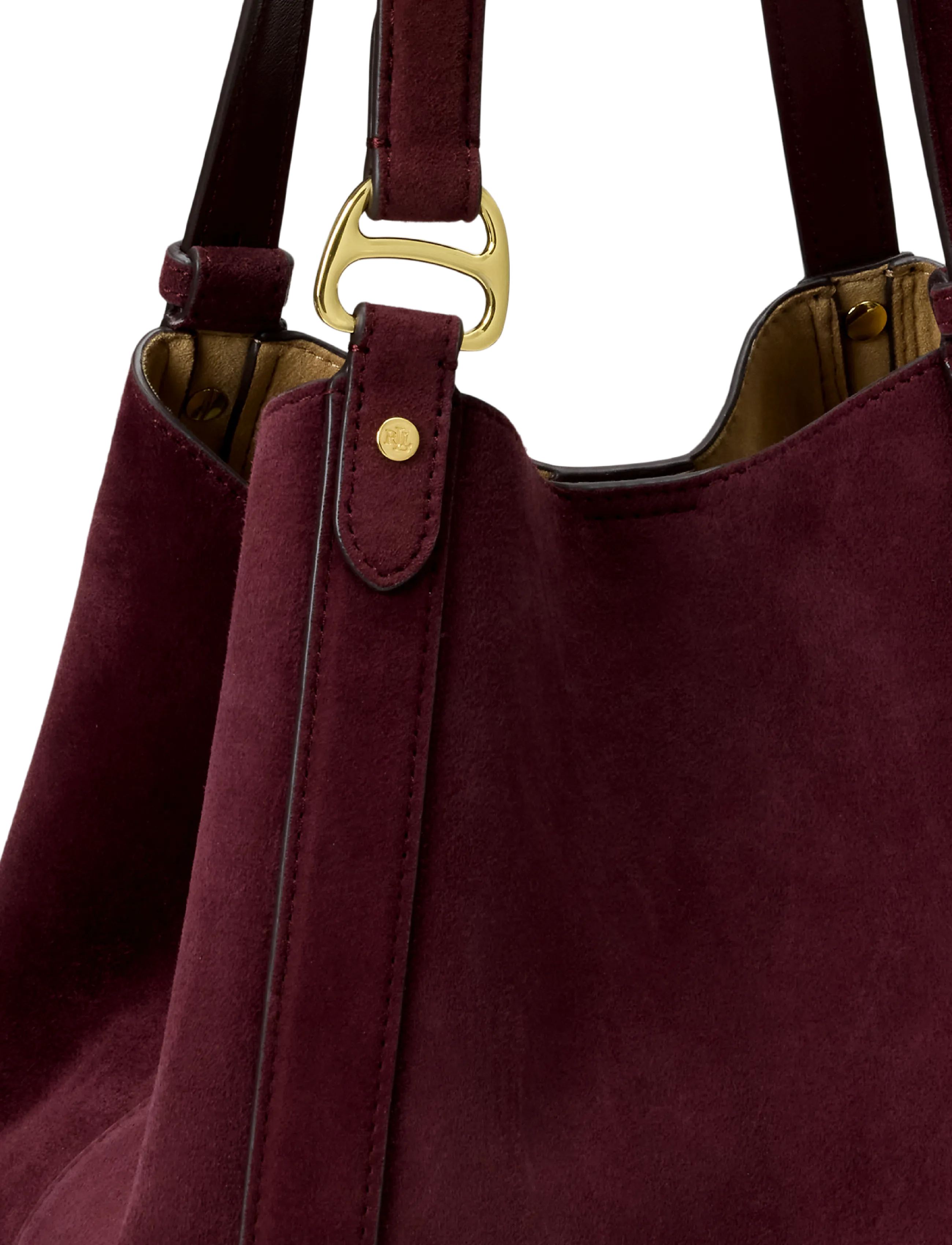 Lauren Ralph Lauren - Sheep-Suede Small Tasha Tote Bag - dark garnet - 5