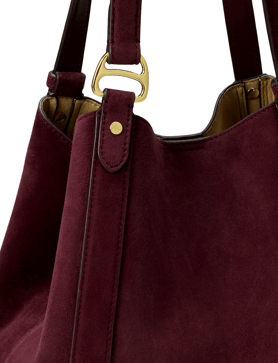 Lauren Ralph Lauren - Sheep-Suede Small Tasha Tote Bag - dark garnet - 5
