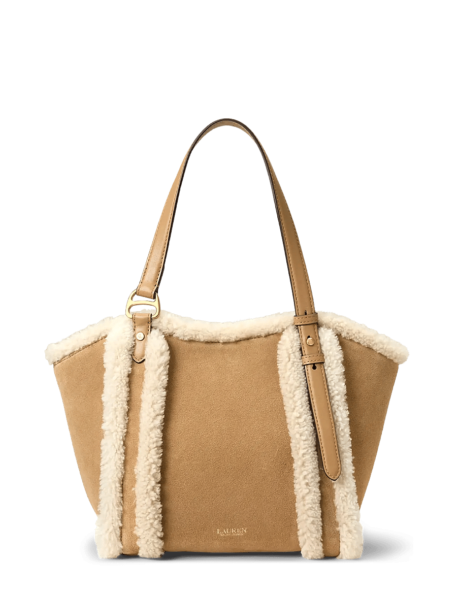 Lauren Ralph Lauren - Shearling-Trim Small Tasha Tote Bag - camel/natural - 0