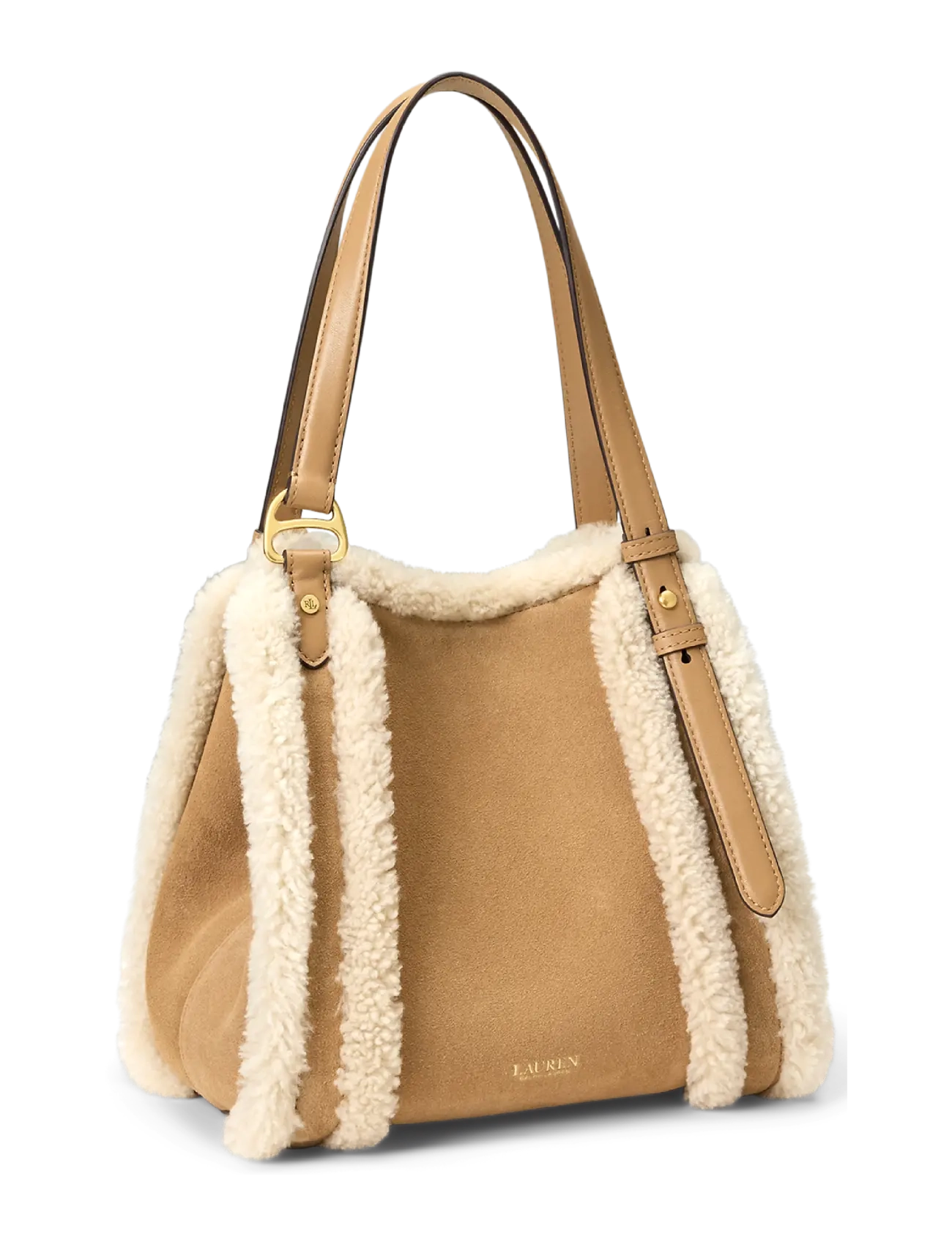 Lauren Ralph Lauren - Shearling-Trim Small Tasha Tote Bag - camel/natural - 2