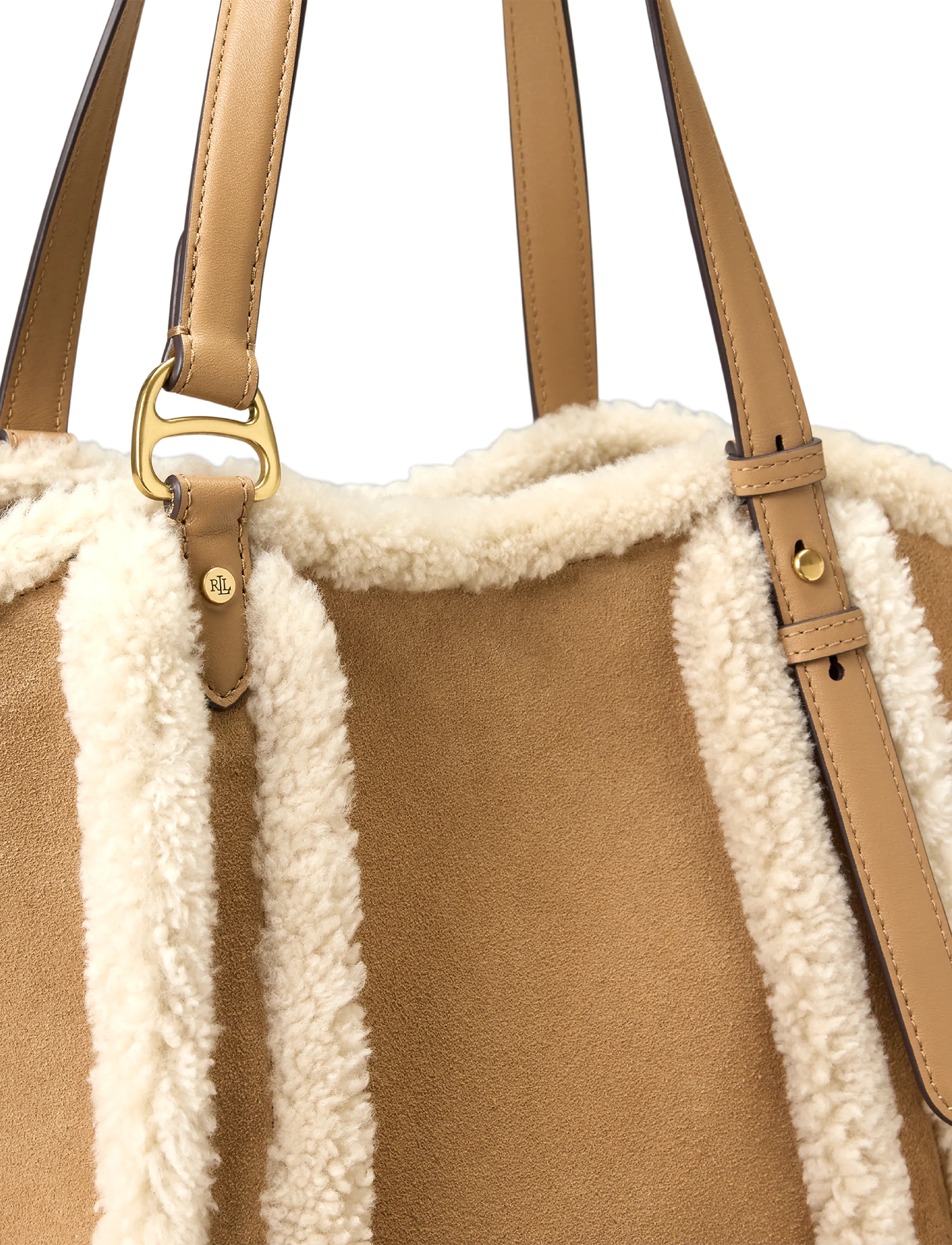 Lauren Ralph Lauren - Shearling-Trim Small Tasha Tote Bag - camel/natural - 5
