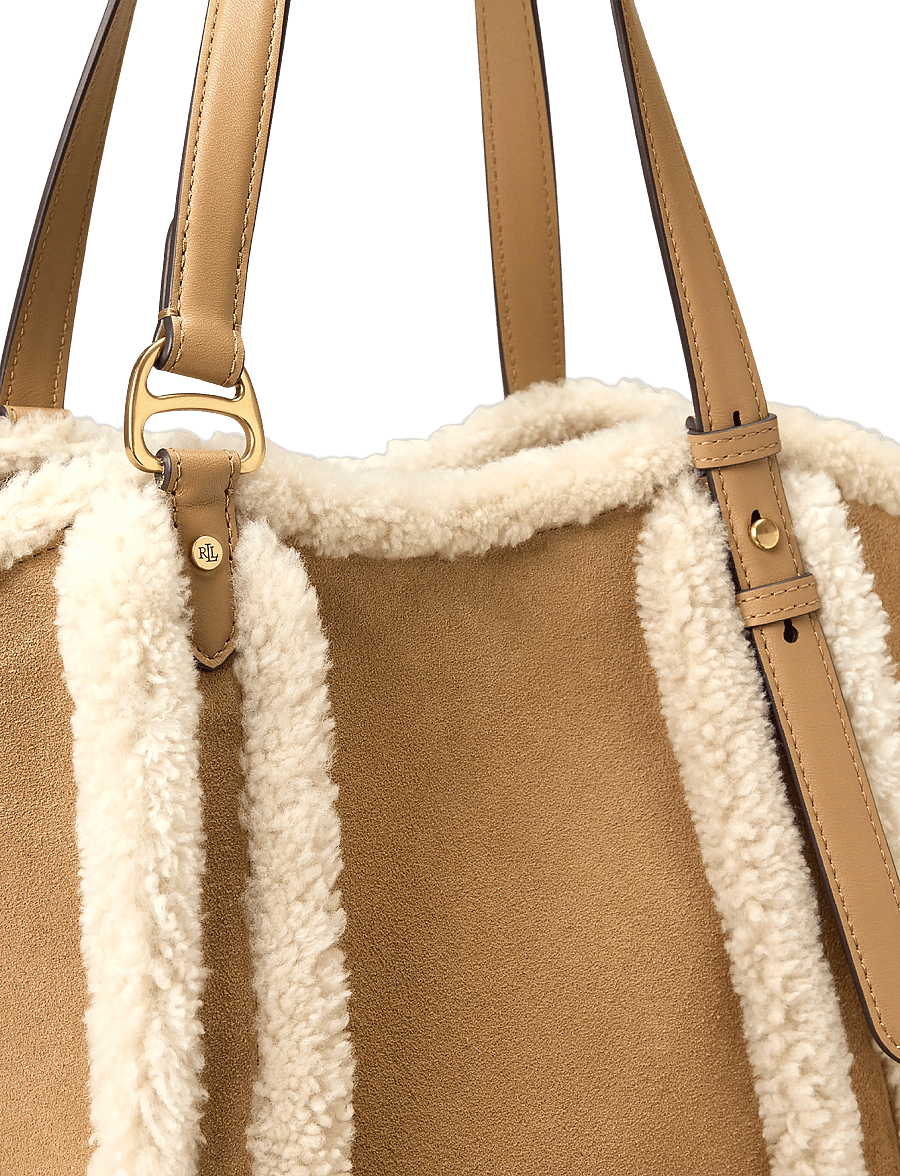 Lauren Ralph Lauren - Shearling-Trim Small Tasha Tote Bag - camel/natural - 5