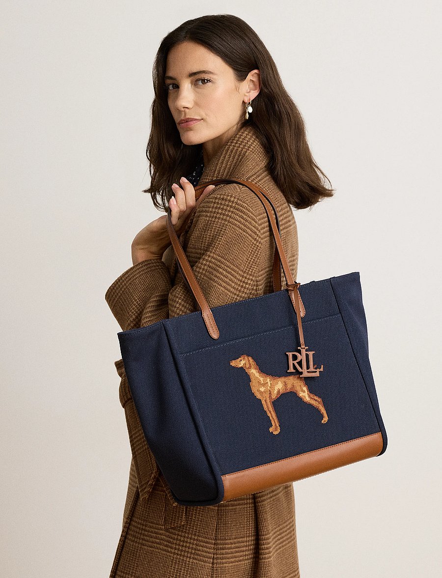 Lauren Ralph Lauren - Dog-Embroidered Large Cameryn Tote Bag - lauren navy/laure - 4
