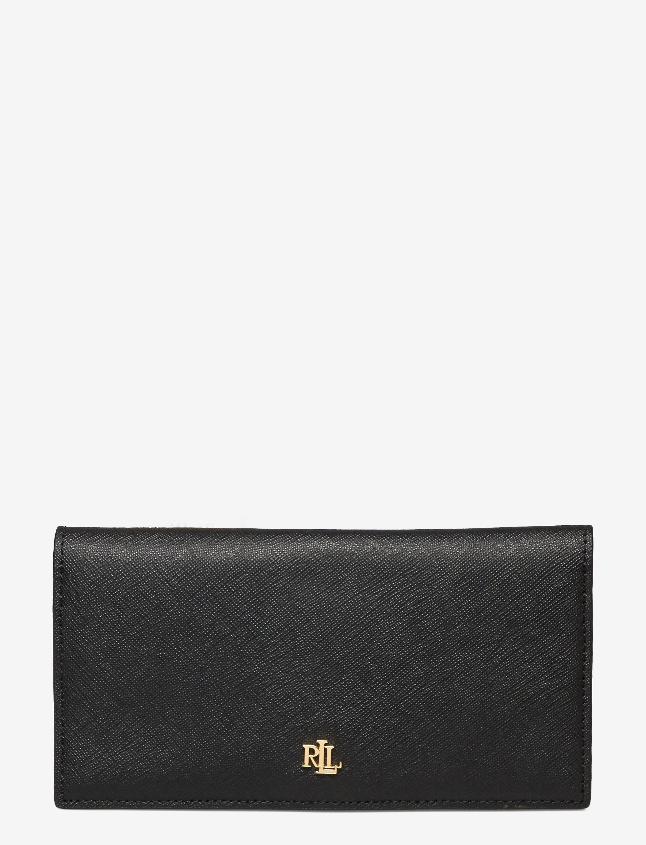 Crosshatch Leather Slim Wallet - BLACK