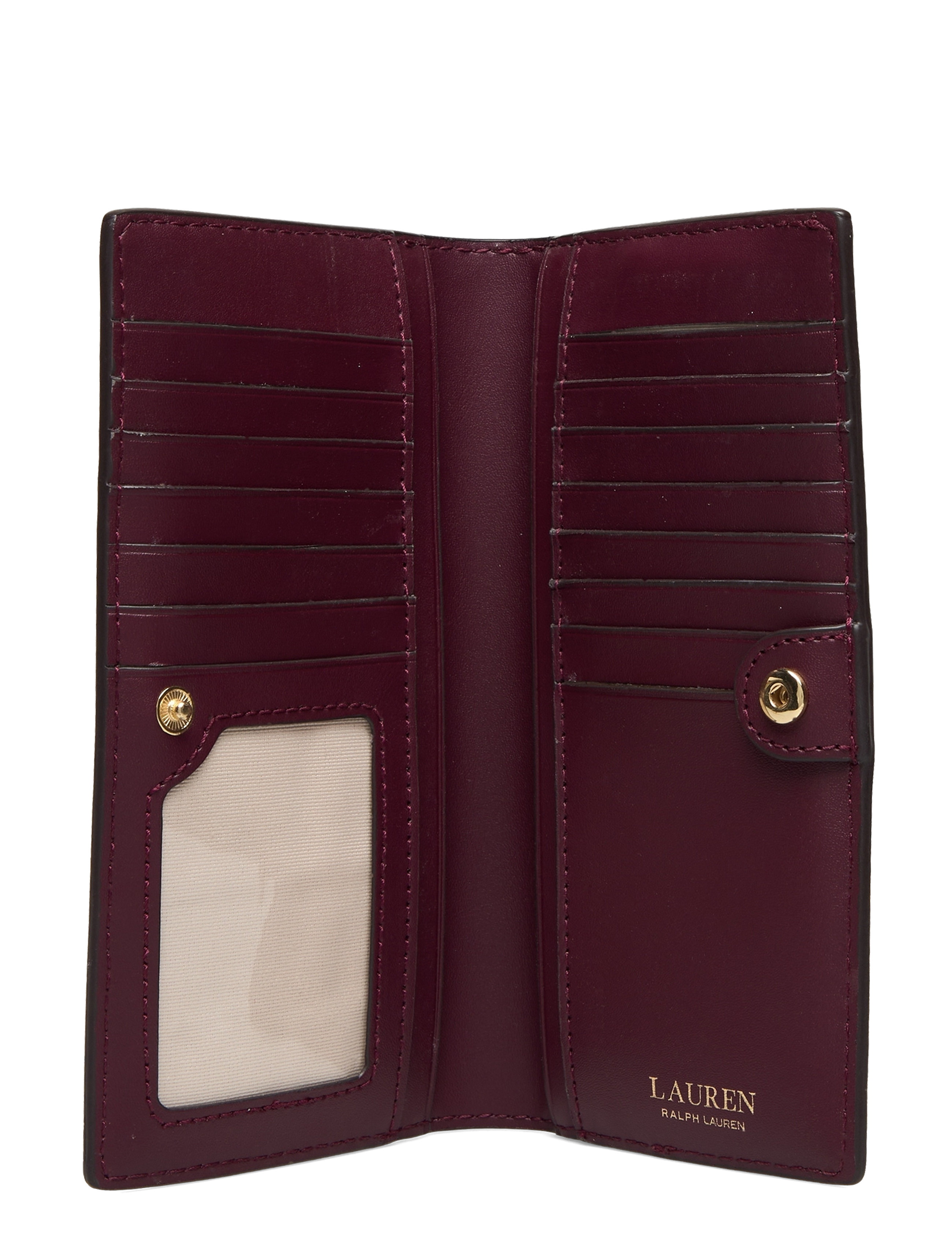 Lauren Ralph Lauren - Crosshatch Leather Slim Wallet - garnet - 3