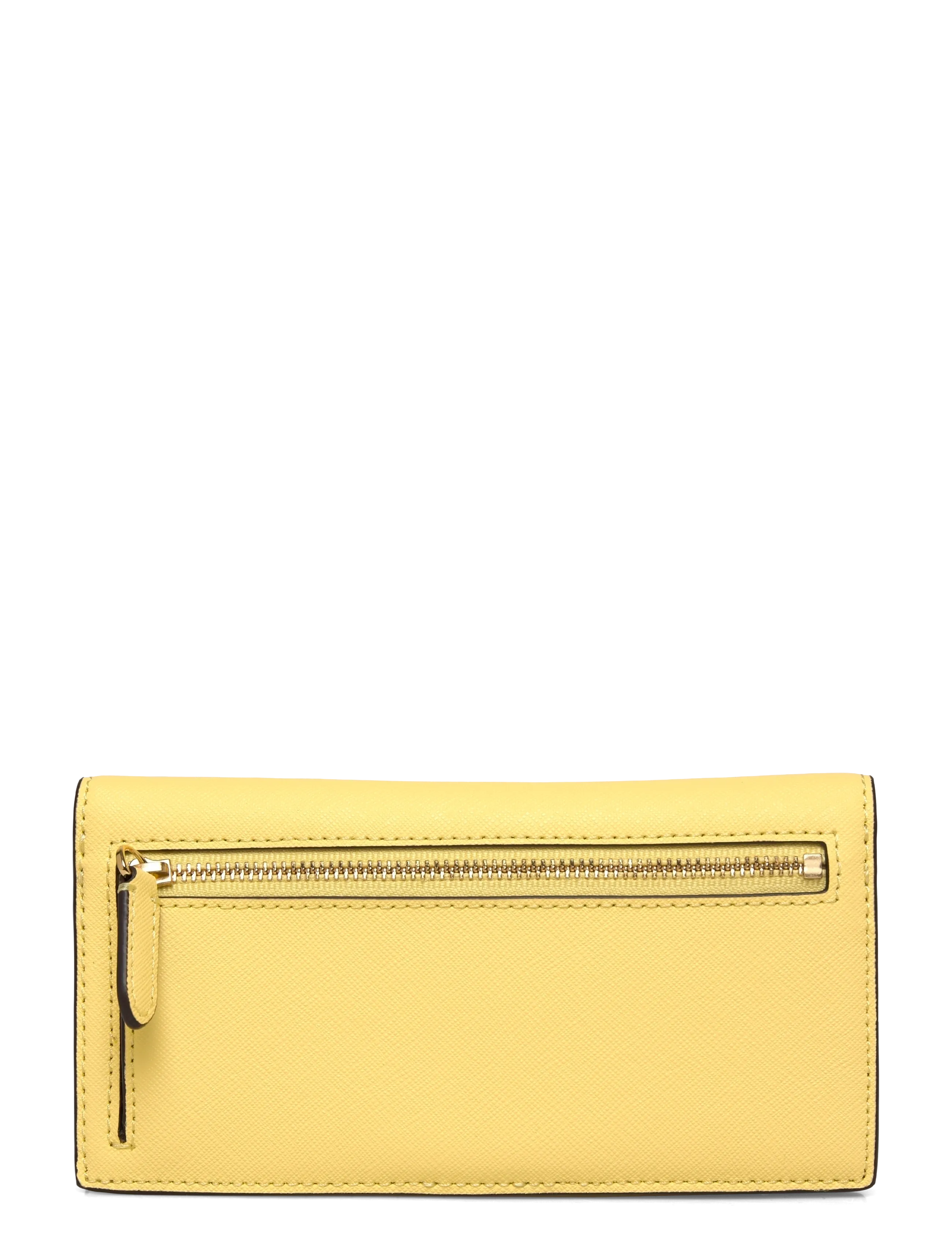 Lauren Ralph Lauren - Crosshatch Leather Slim Wallet - veski - lemon sorbet - 1
