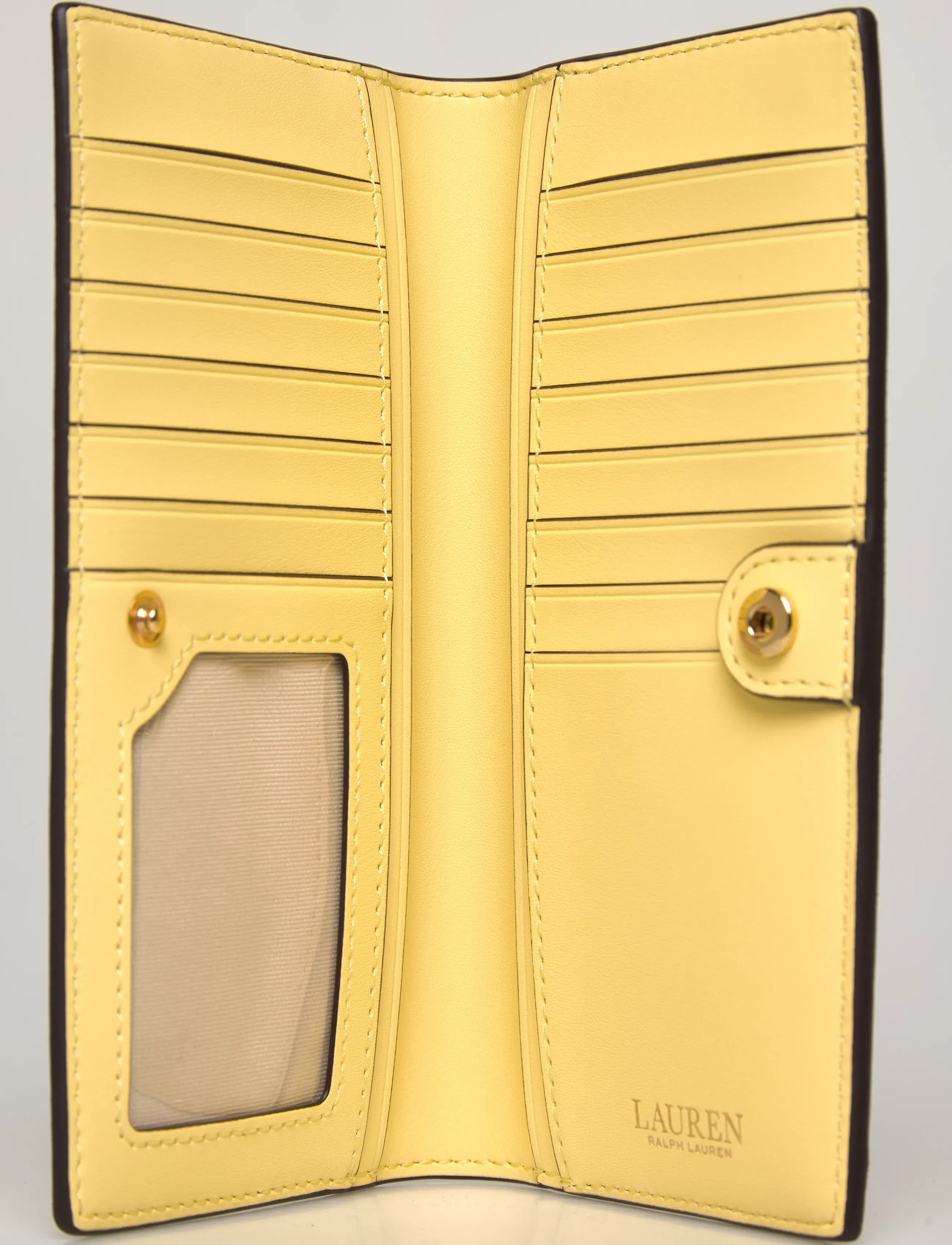 Lauren Ralph Lauren - Crosshatch Leather Slim Wallet - veski - lemon sorbet - 4