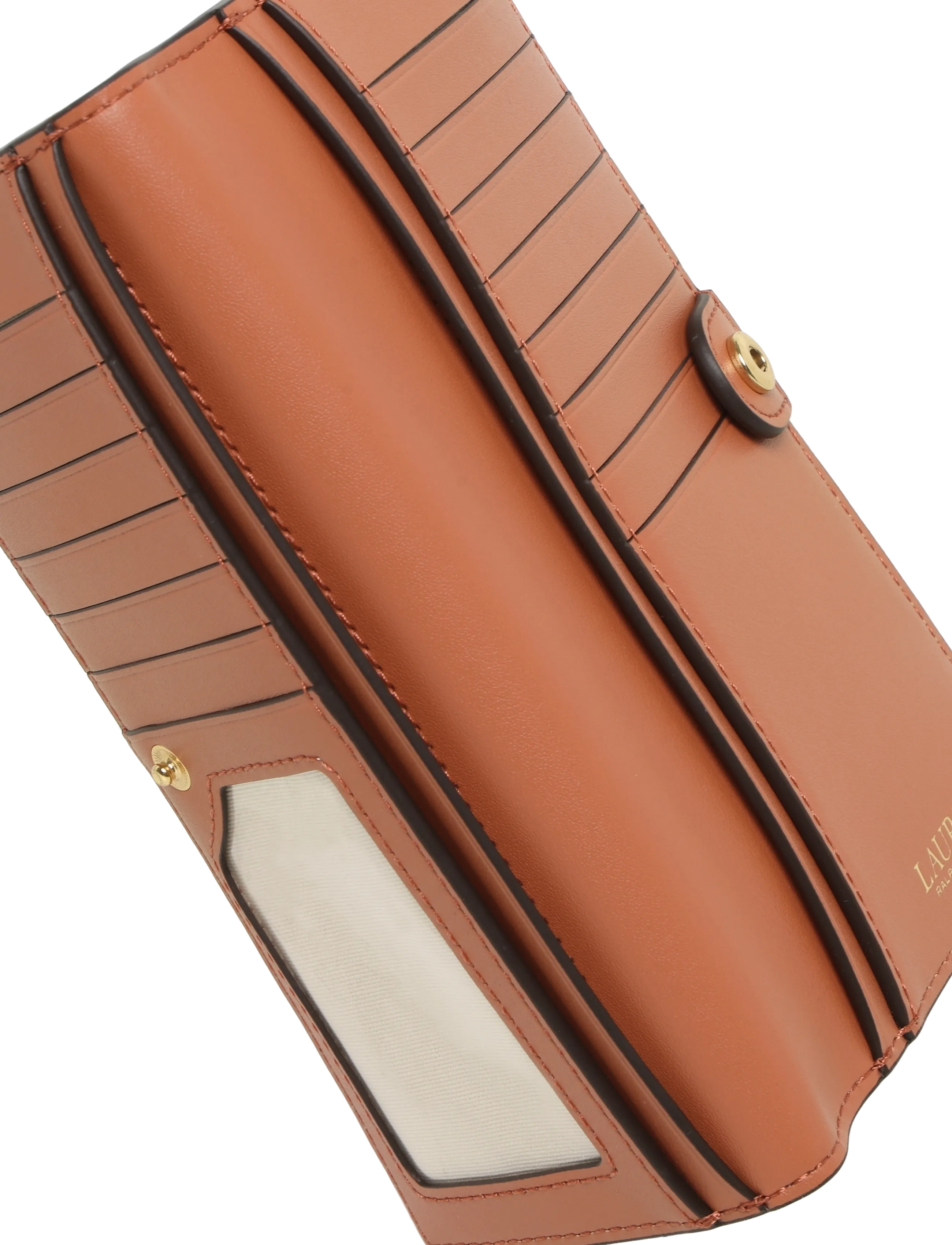 Lauren Ralph Lauren - Crosshatch Leather Slim Wallet - punge - red terracotta - 4