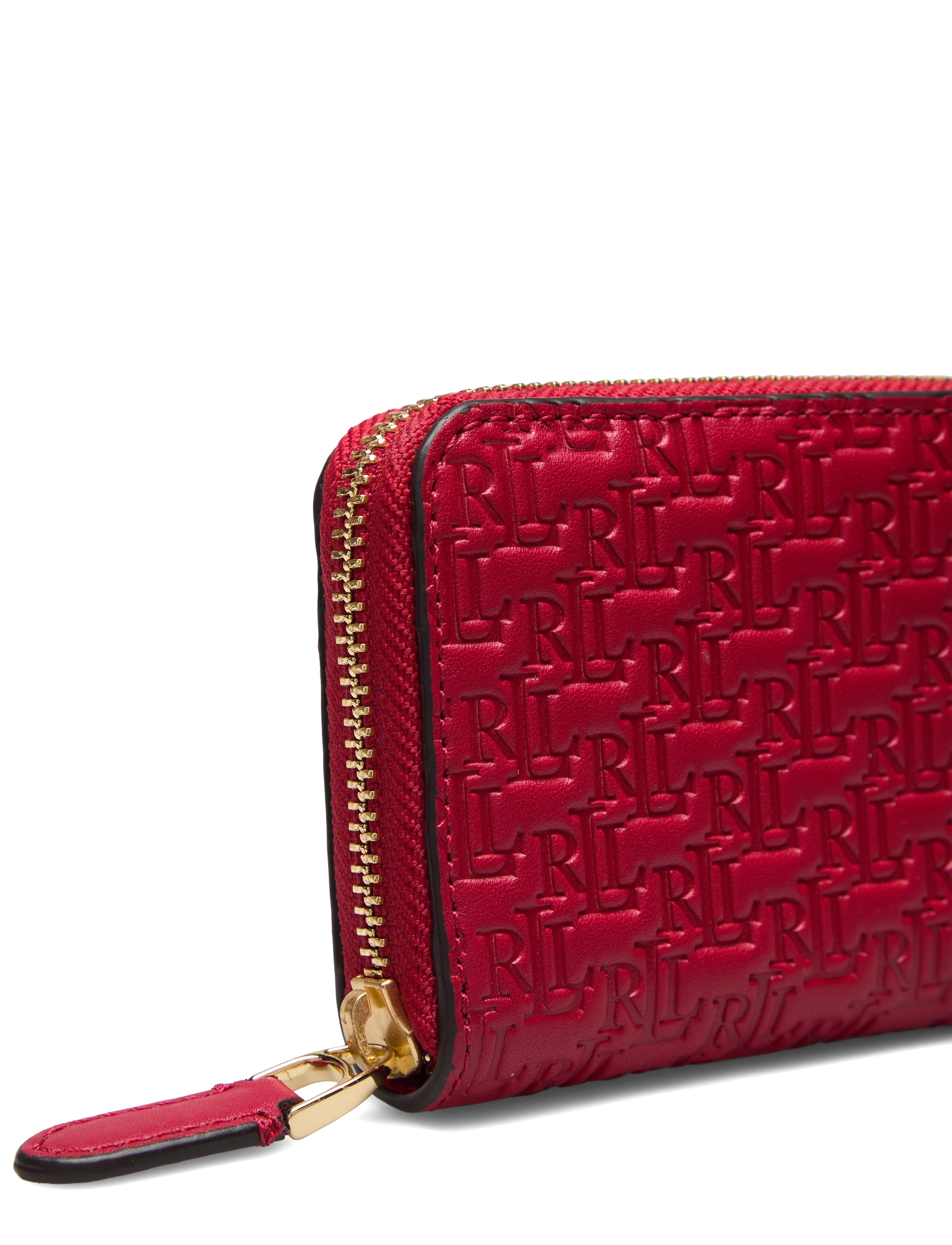 Lauren Ralph Lauren - Debossed Leather Zip Wallet - rl2000 red - 3