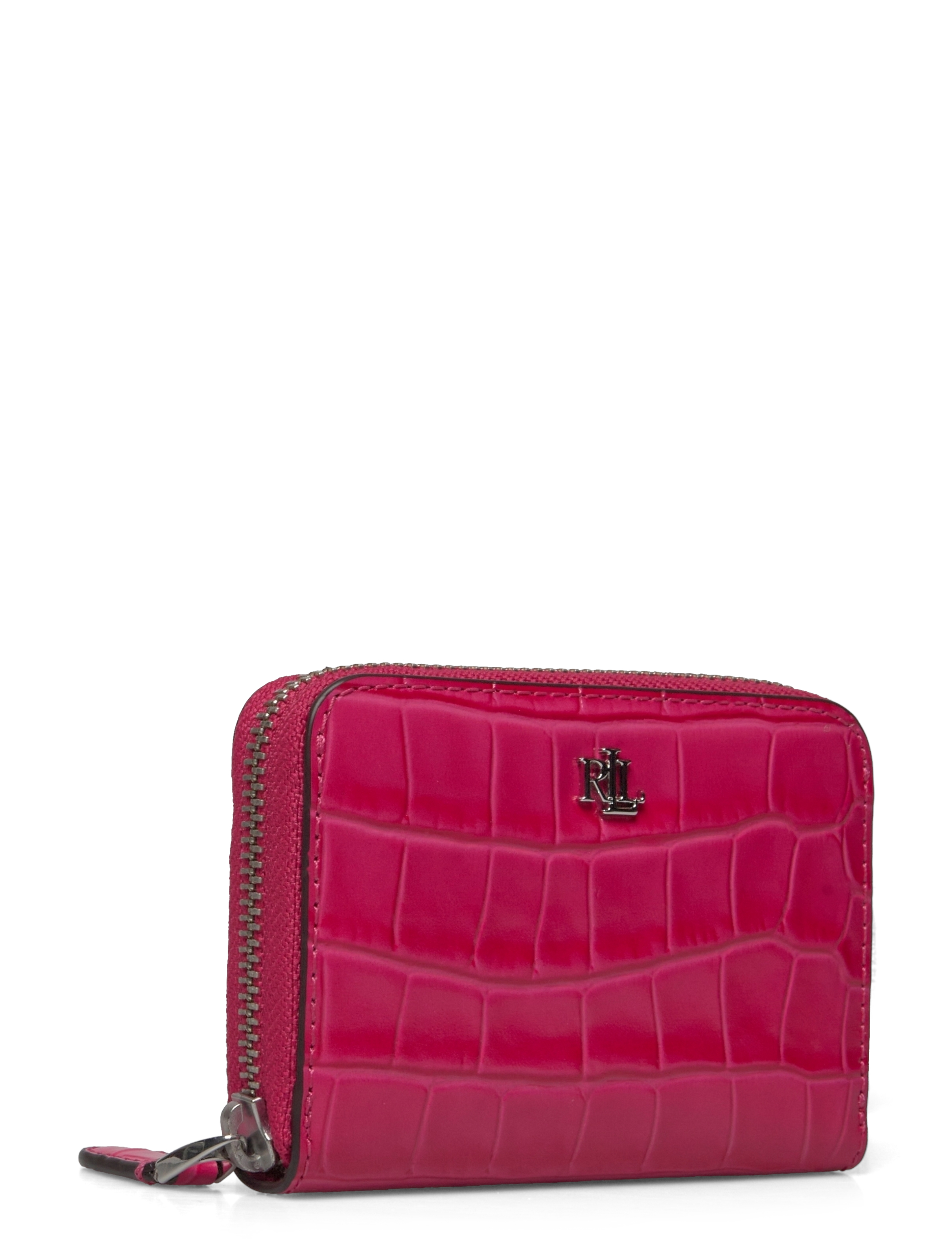 Lauren Ralph Lauren - LARGE CROC EMBOSS-SM ZIP WLLET-WLT- - sport pink - 2