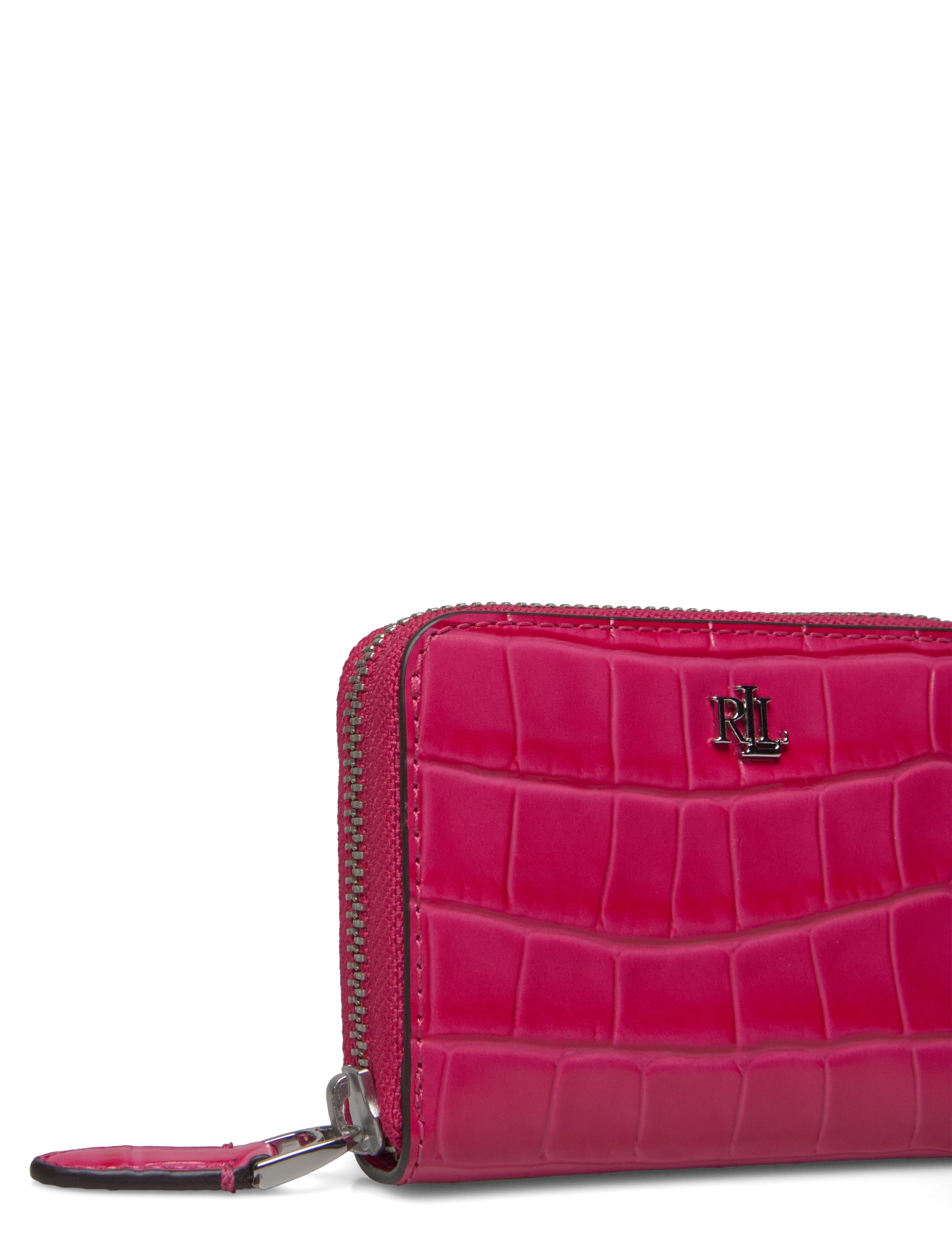 Lauren Ralph Lauren - LARGE CROC EMBOSS-SM ZIP WLLET-WLT- - sport pink - 3