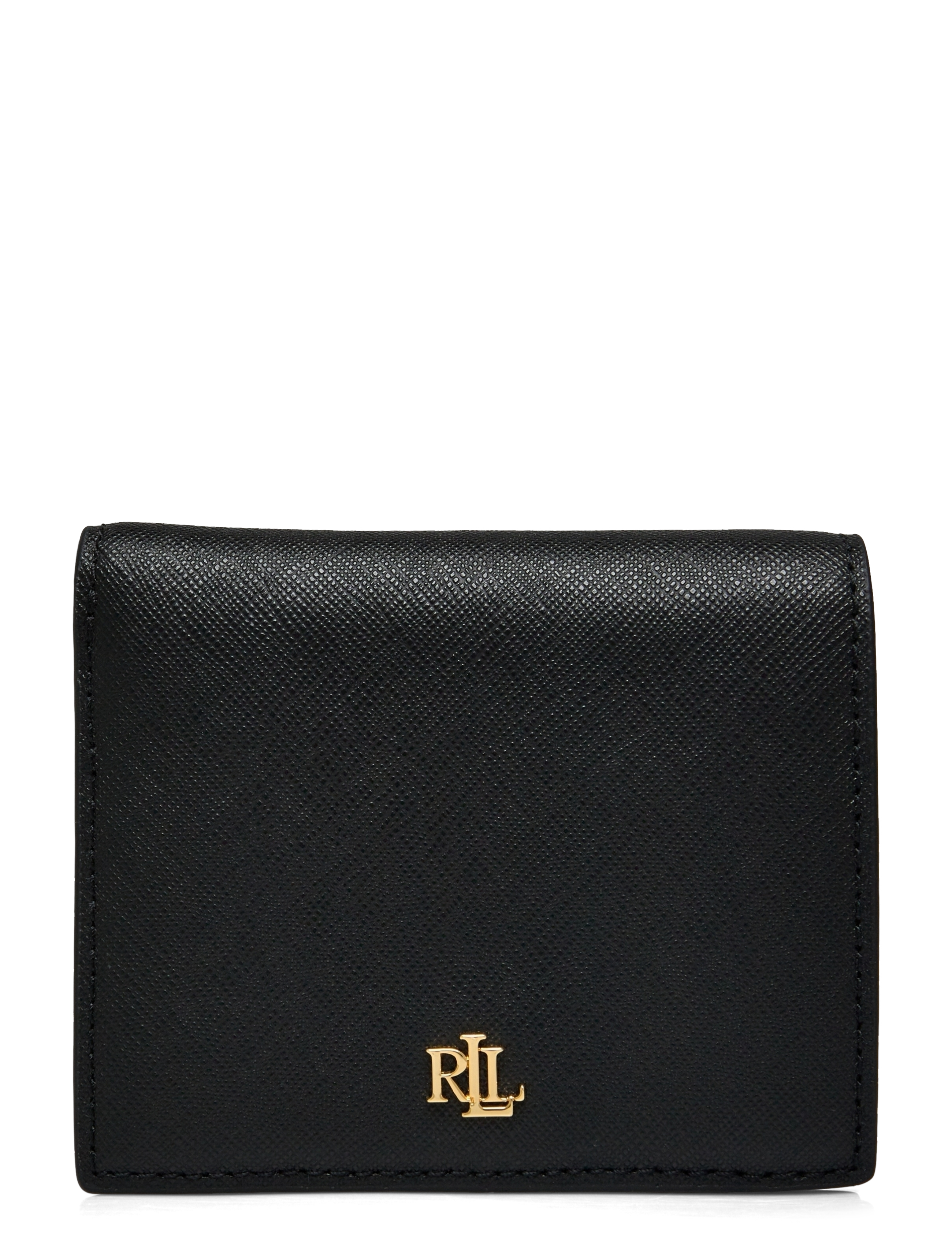 Lauren Ralph Lauren Crosshatch Leather-cmpct Wallet-Wlt, One Size, Black, Bags > Card Holders & Wallets, Dame